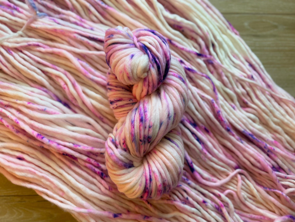 True love Hand dyed super bulky merino wool, size 6 purple,natural, speckled, solid, multicolor, indie dye, superwash valentines day