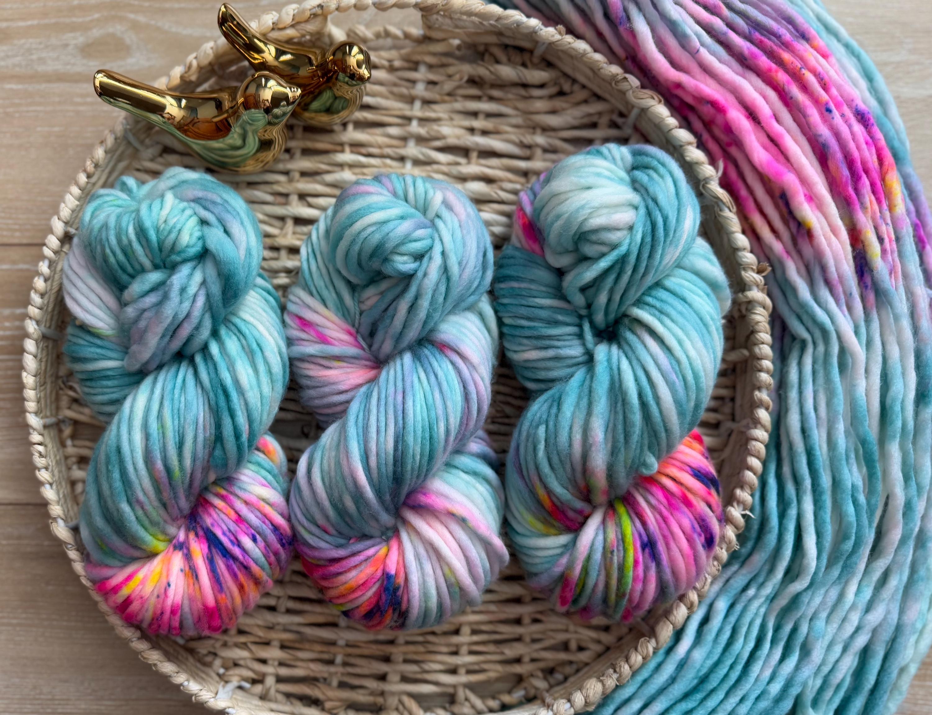 April showers Hand dyed super bulky merino wool yarn