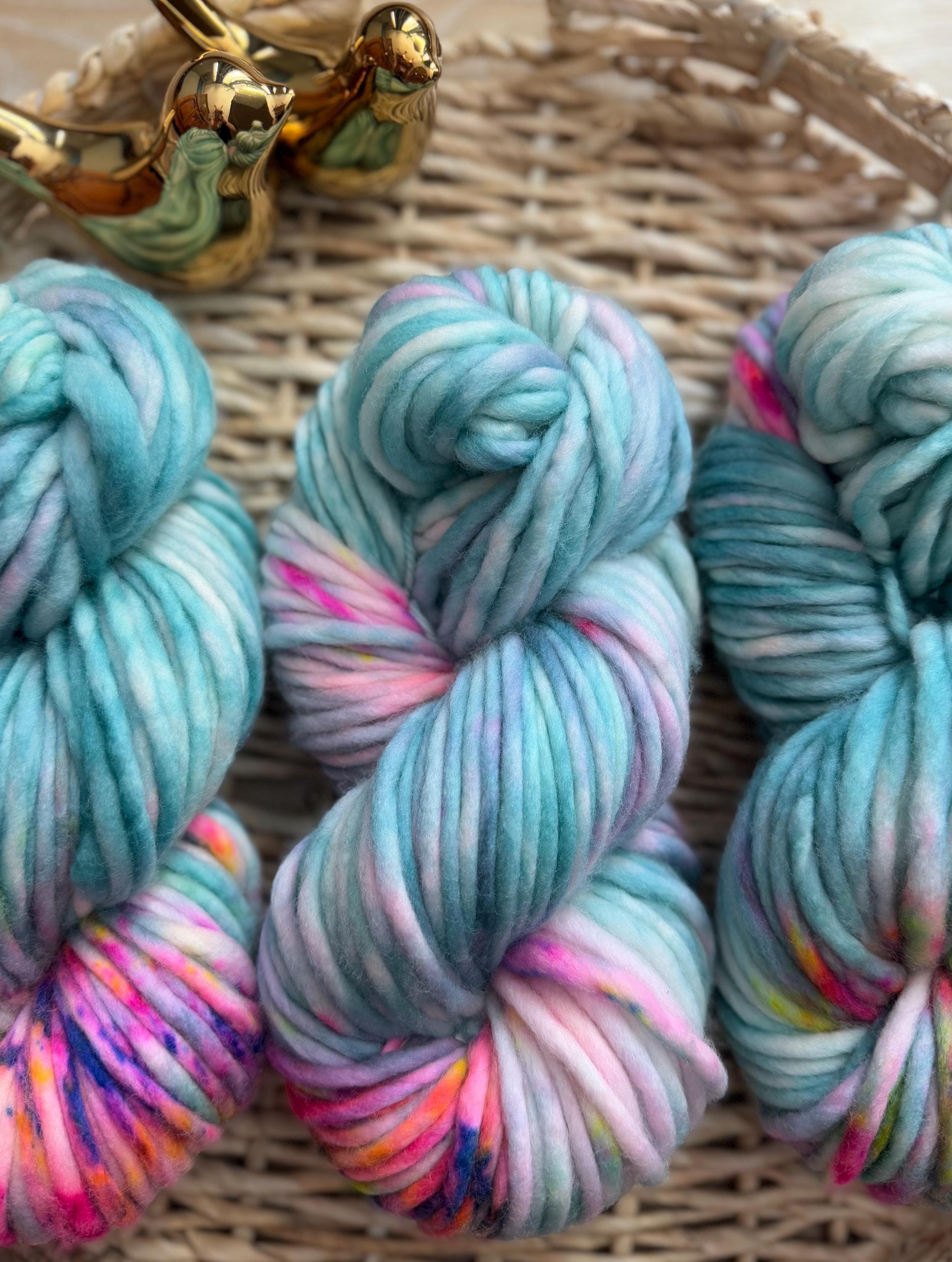 April showers Hand dyed super bulky merino wool yarn
