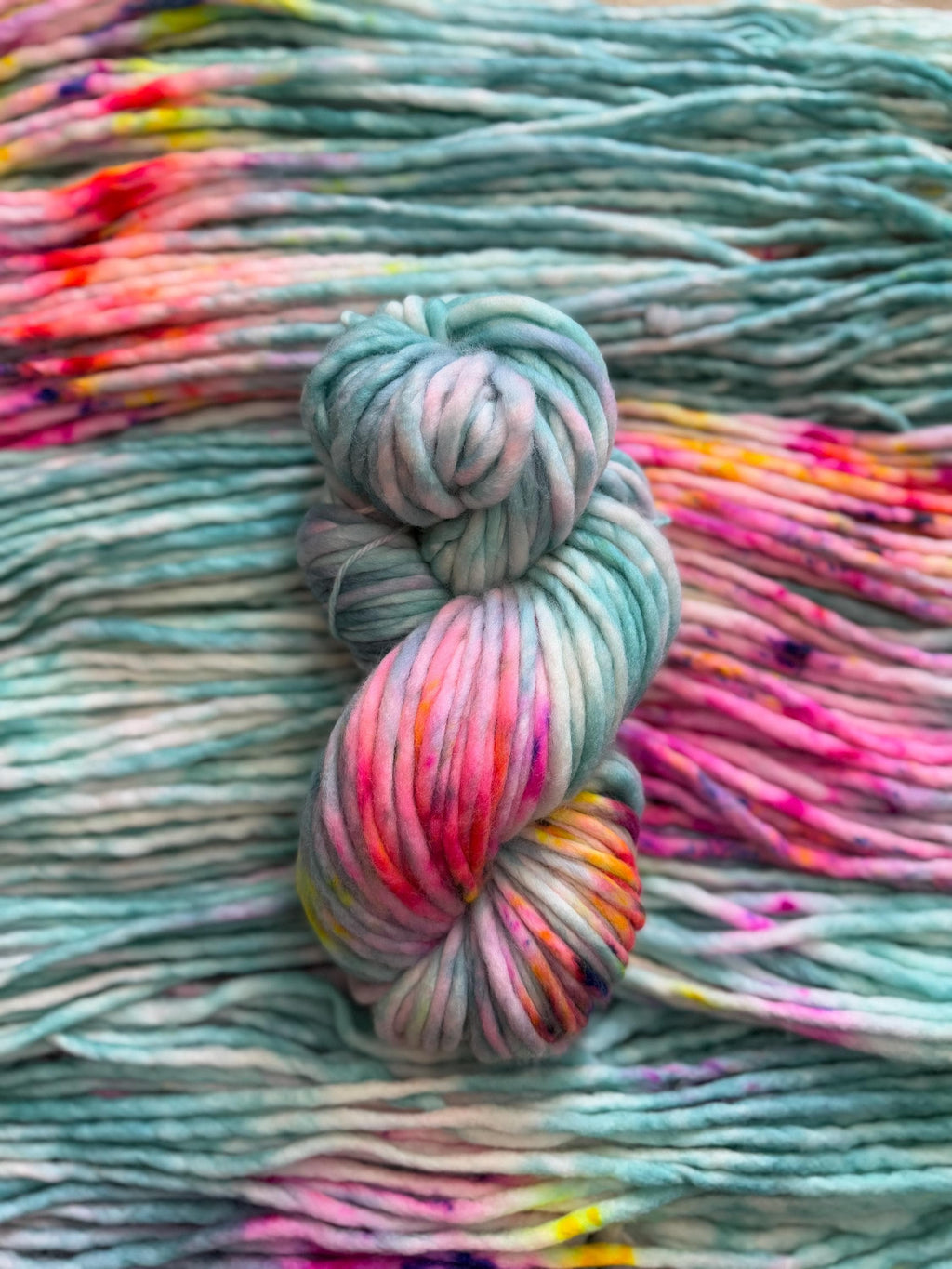 April showers Hand dyed super bulky merino wool yarn