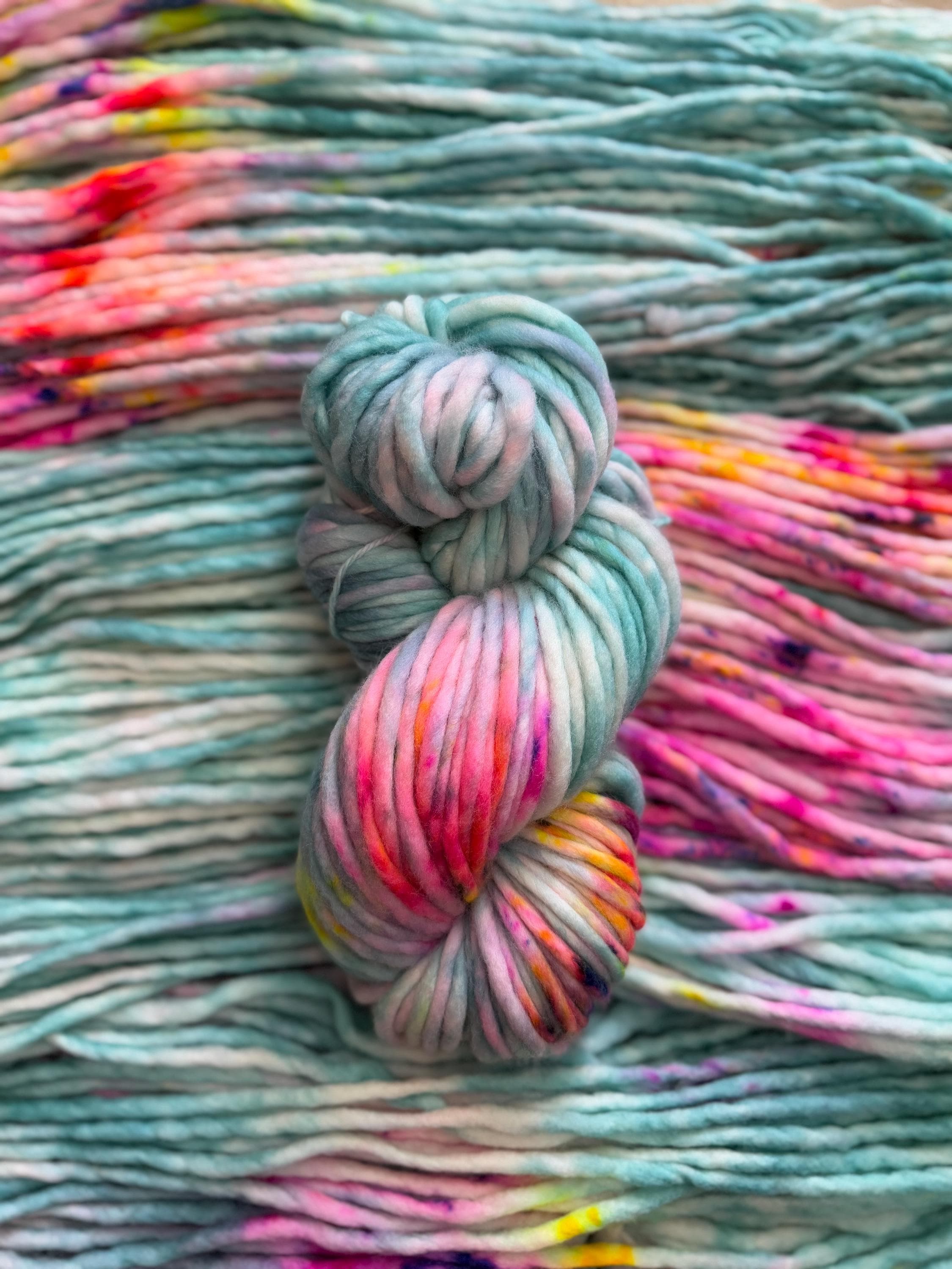 April showers Hand dyed super bulky merino wool yarn