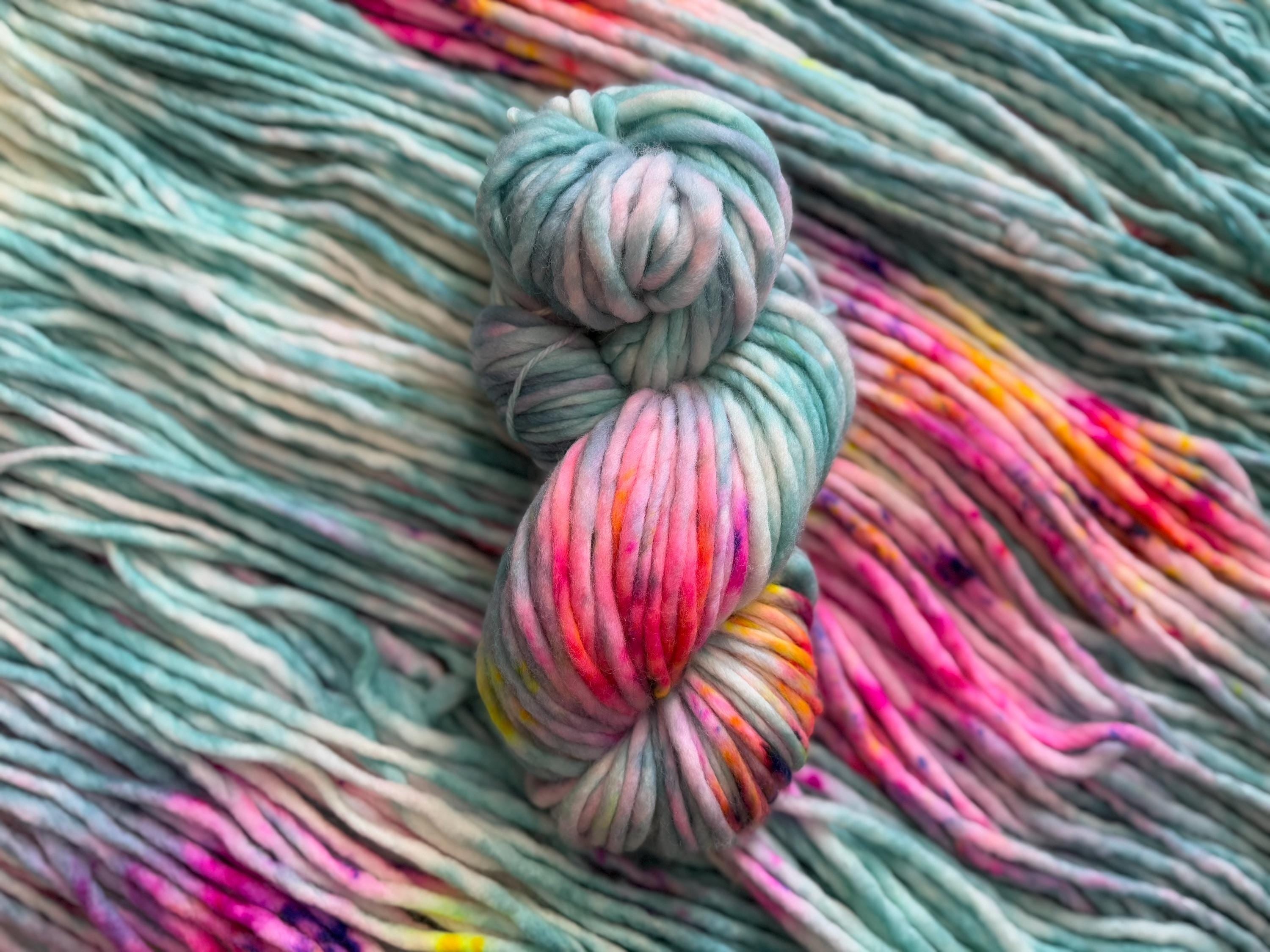 April showers Hand dyed super bulky merino wool yarn