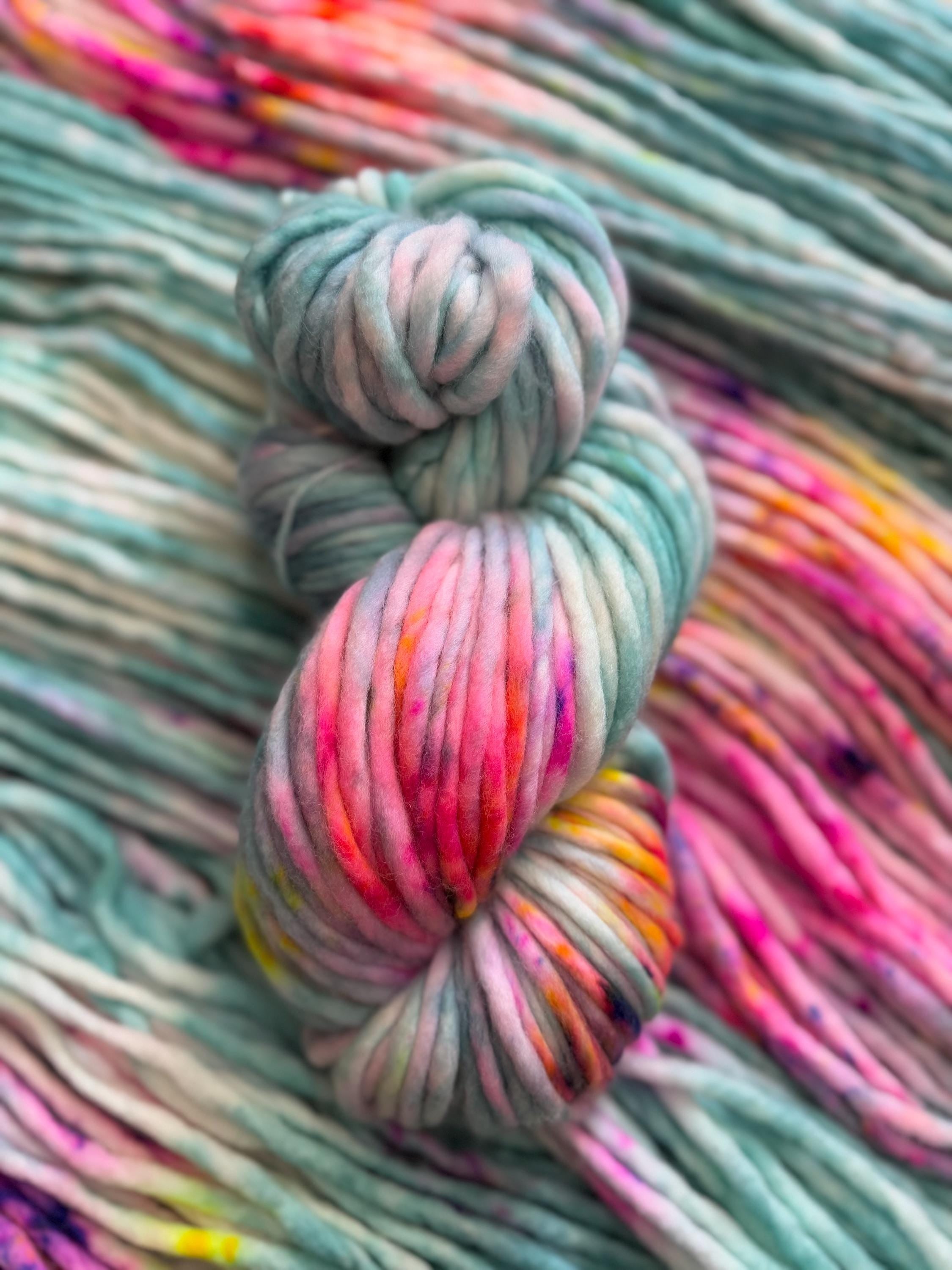 April showers Hand dyed super bulky merino wool yarn