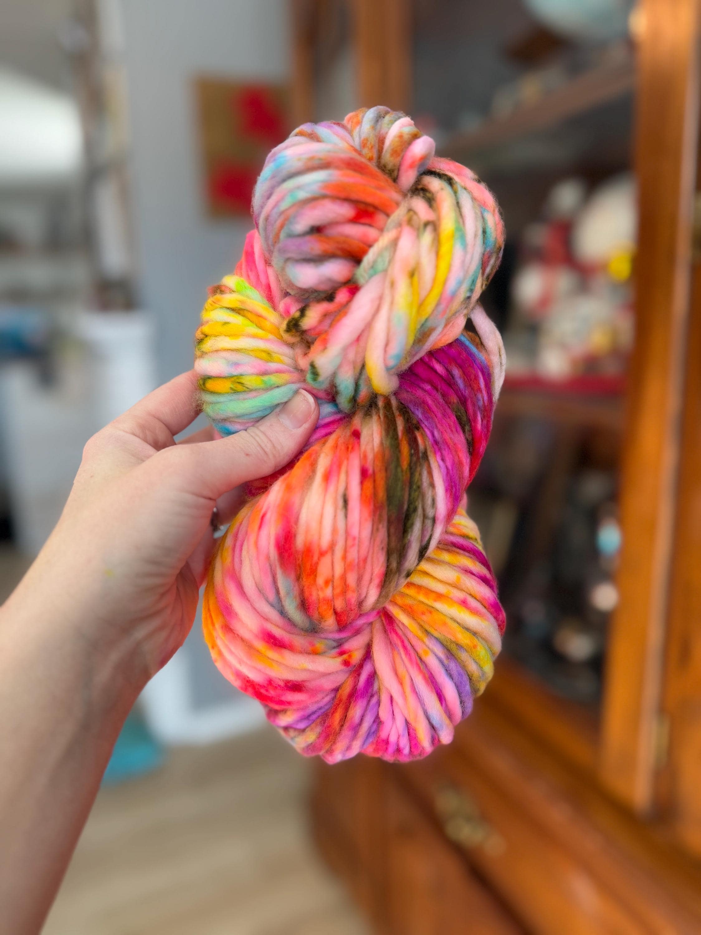 Disco Hand dyed super bulky merino wool, 82 98 126 size 6 weight, brights neons, speckled, solid, multicolor, indie dye,