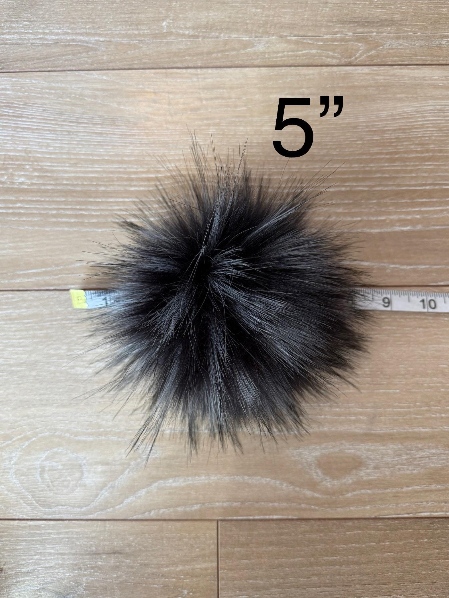 Black cat Luxe faux fur pom pom
