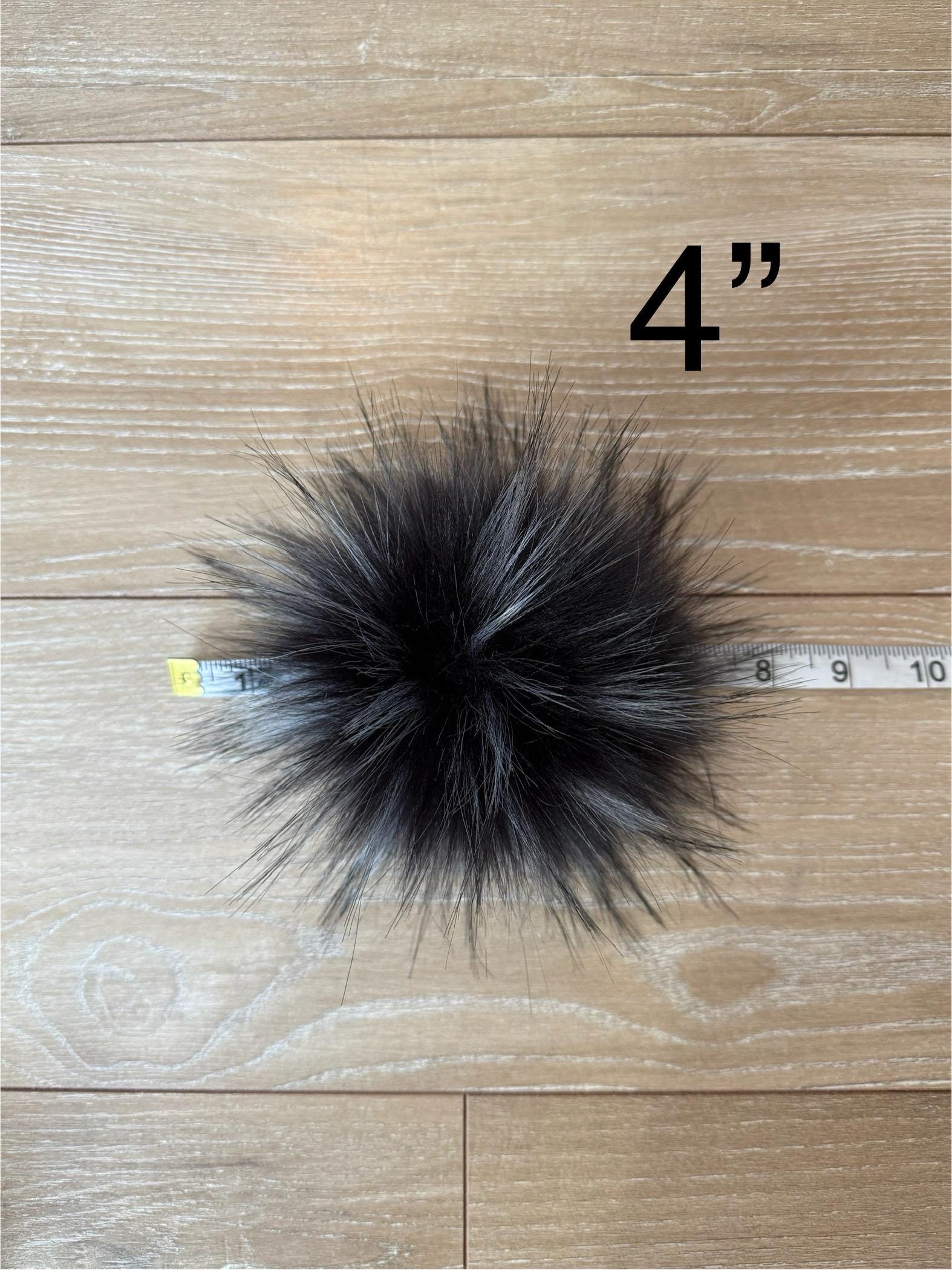 Black cat Luxe faux fur pom pom