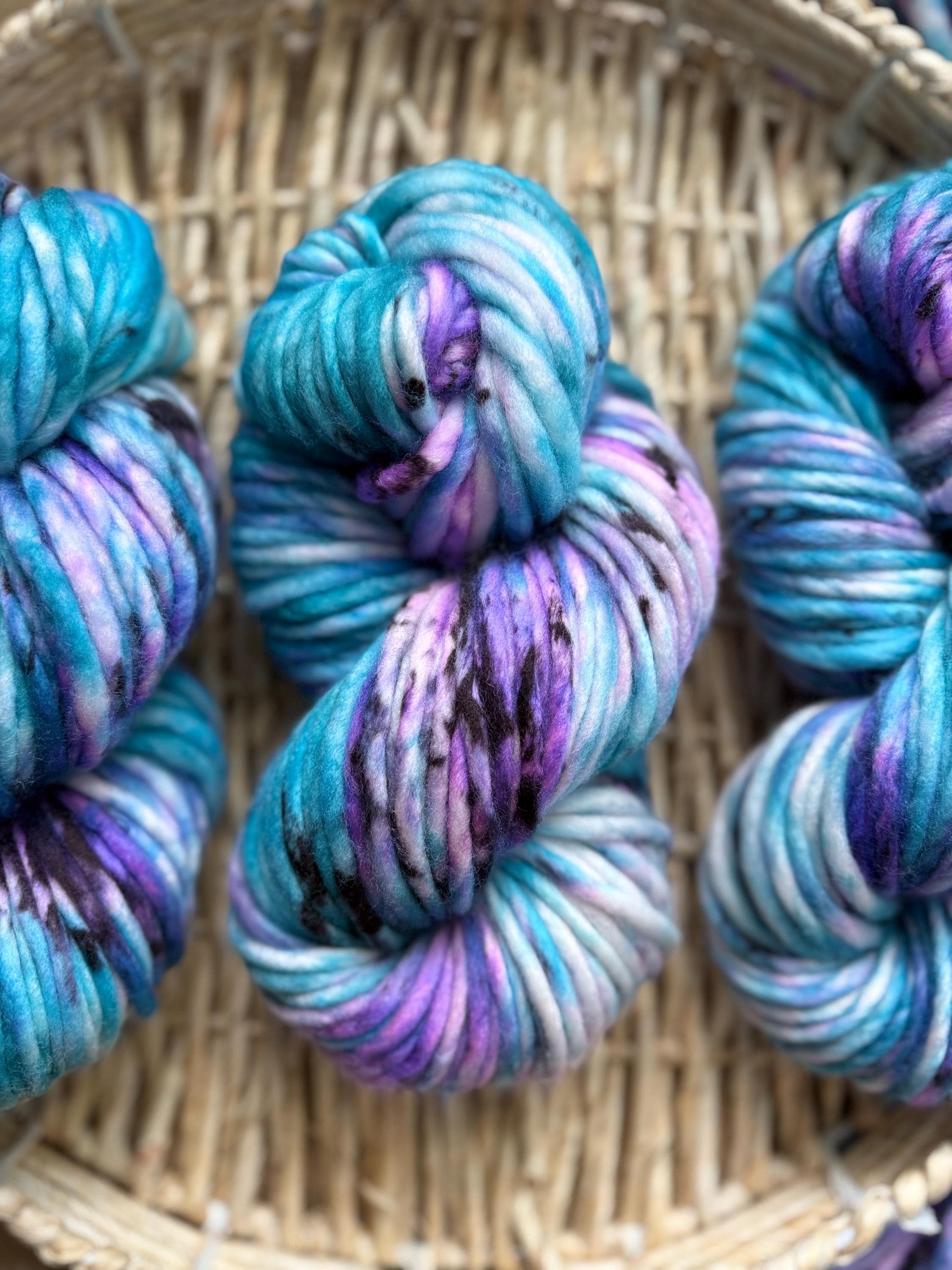 Black light Hand dyed super bulky merino wool