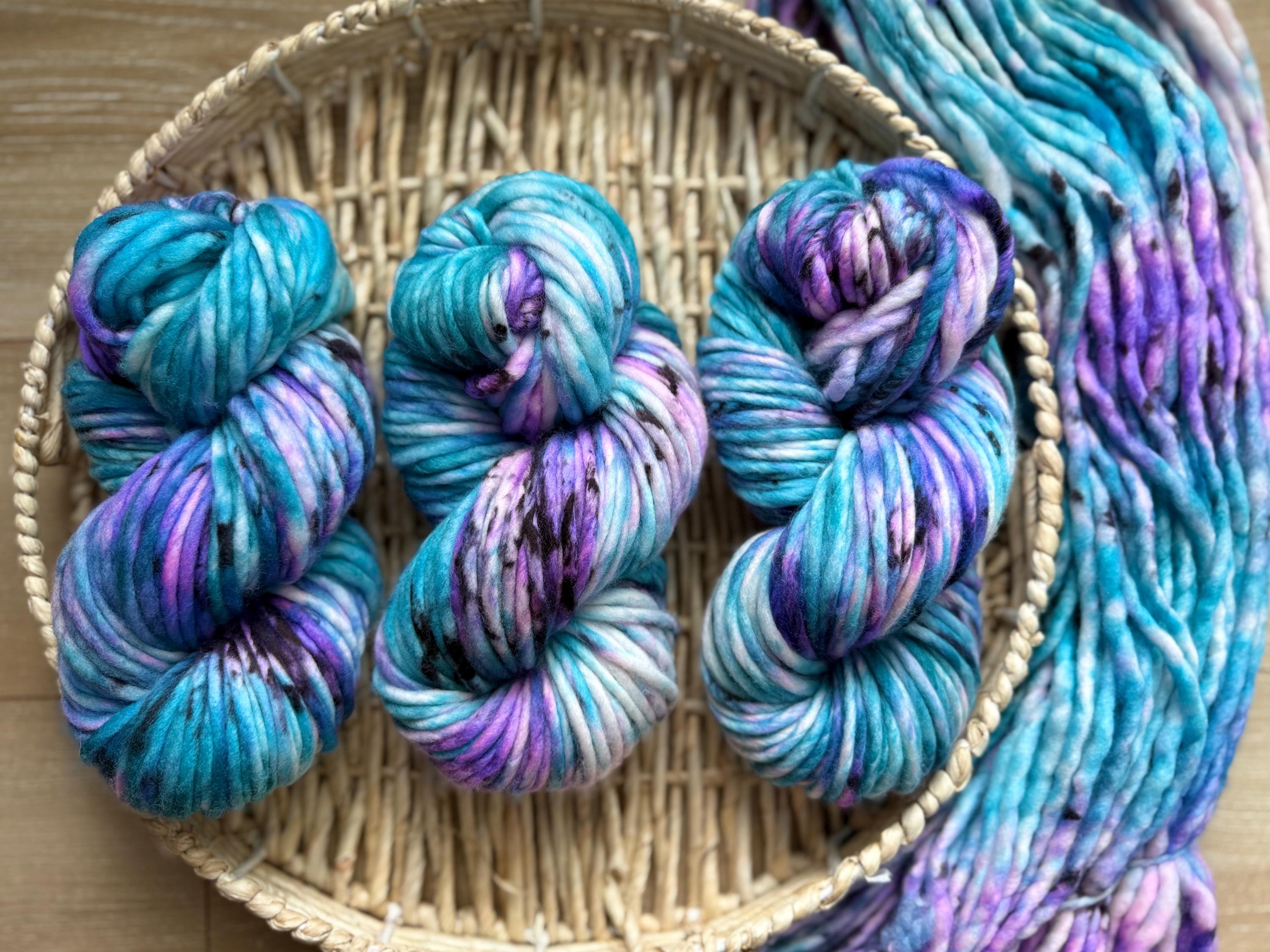 Black light Hand dyed super bulky merino wool