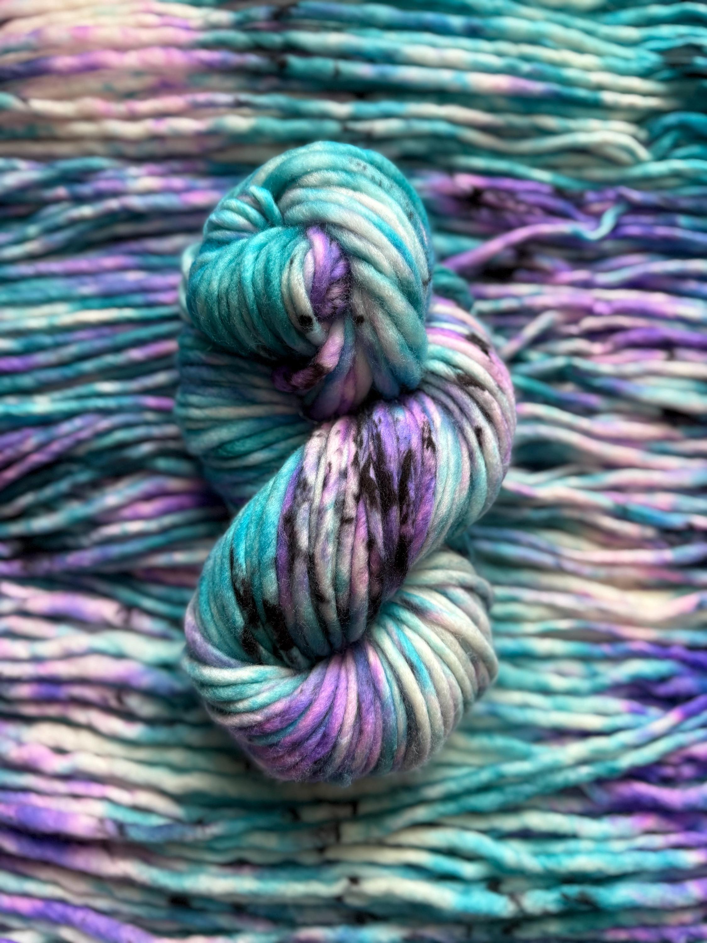 Black light Hand dyed super bulky merino wool