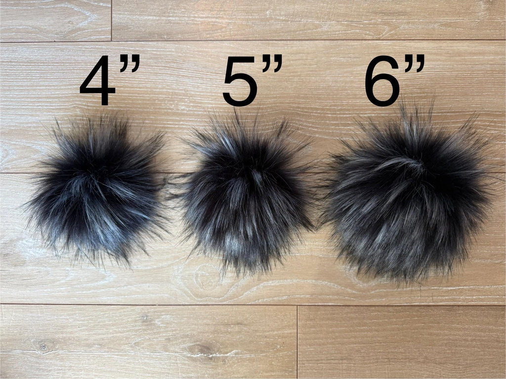 Black cat Luxe faux fur pom pom
