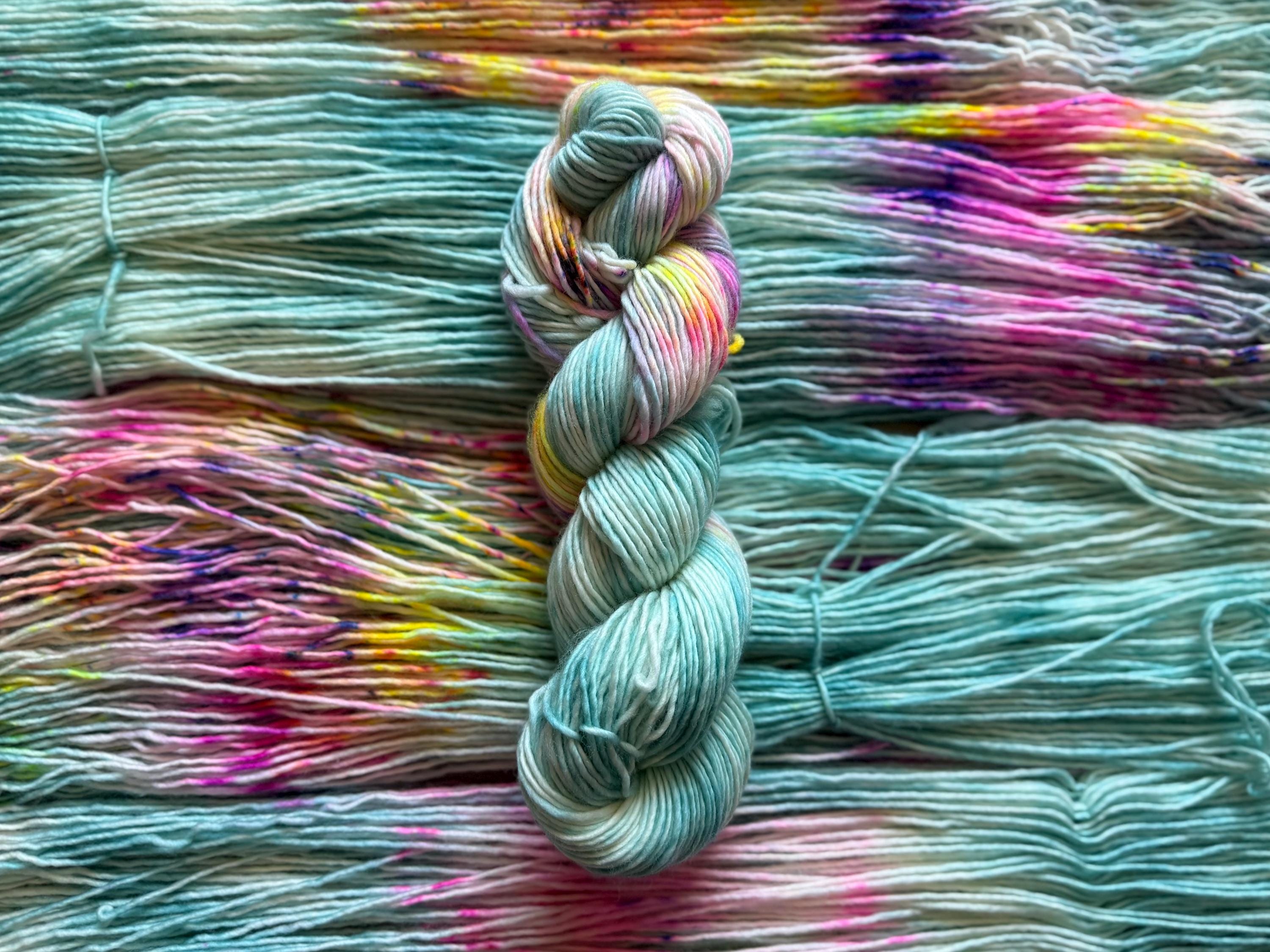 April showers hand dyed (worsted/aran) merino wool yarn