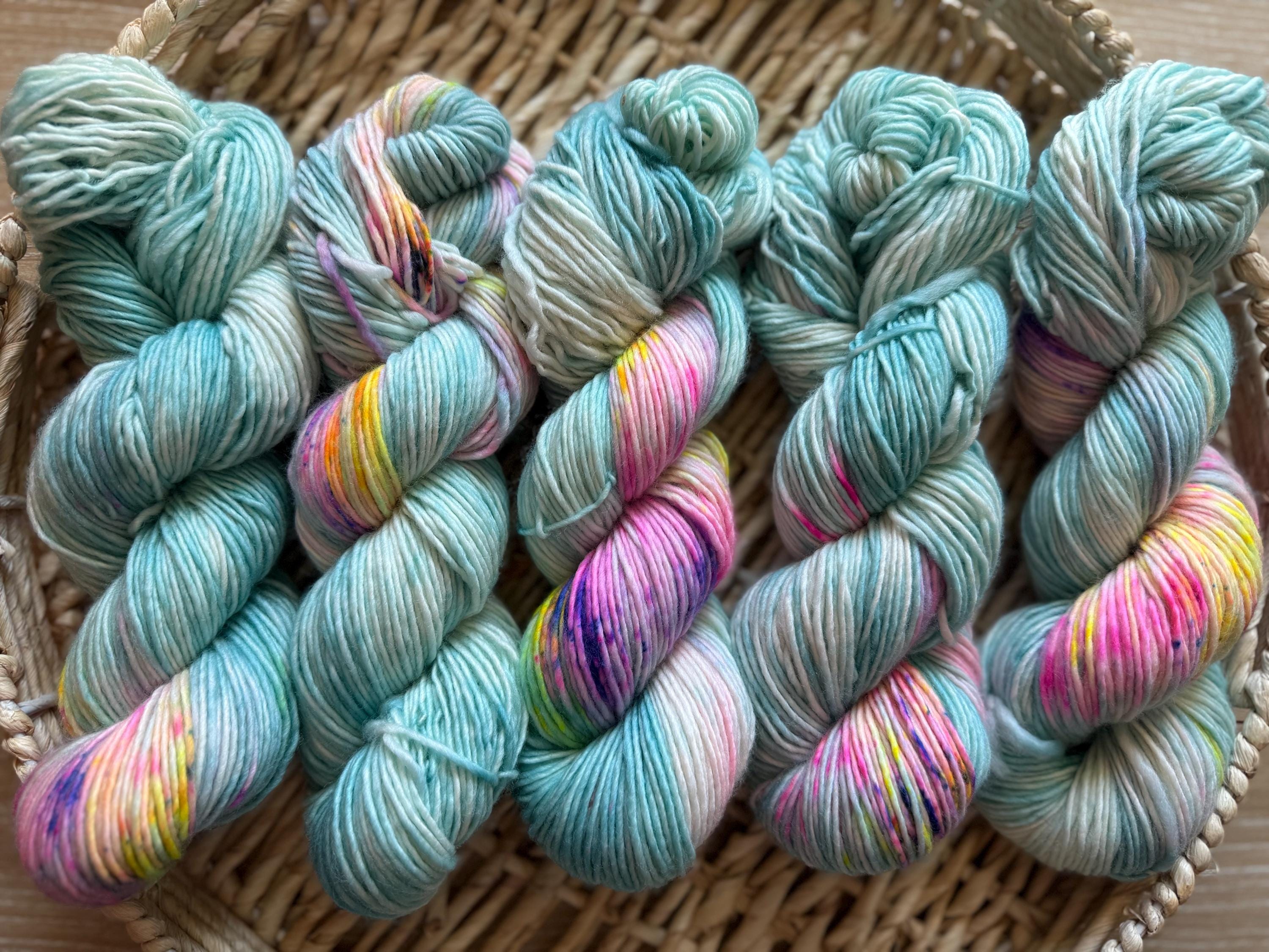 April showers hand dyed (worsted/aran) merino wool yarn