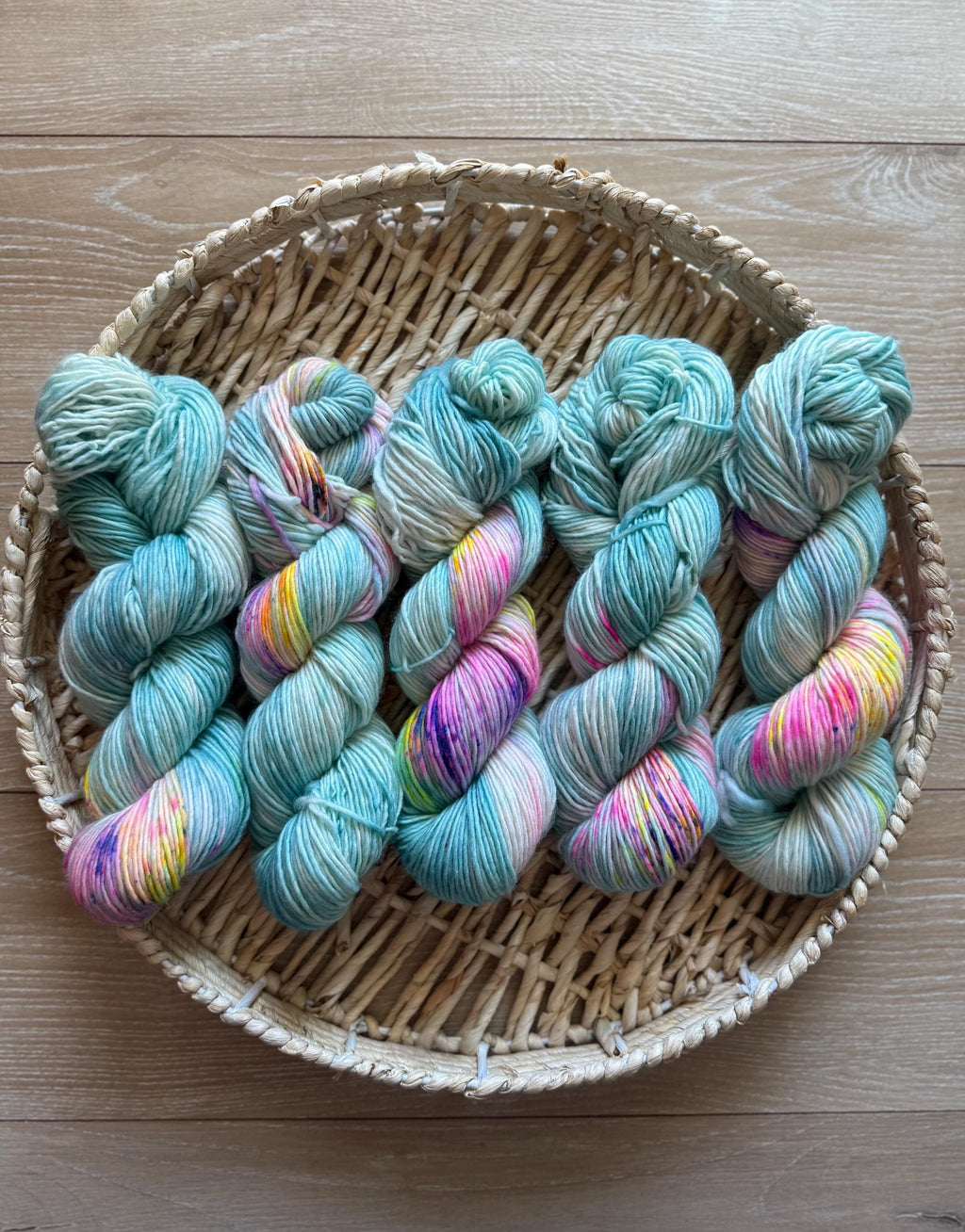 April showers hand dyed (worsted/aran) merino wool yarn