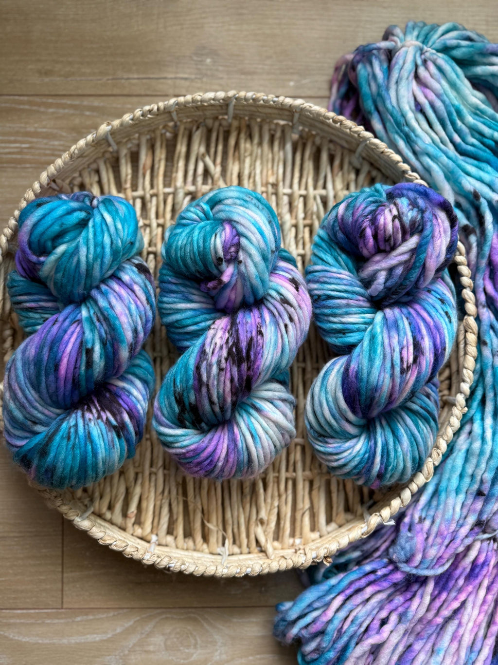 Black light Hand dyed super bulky merino wool