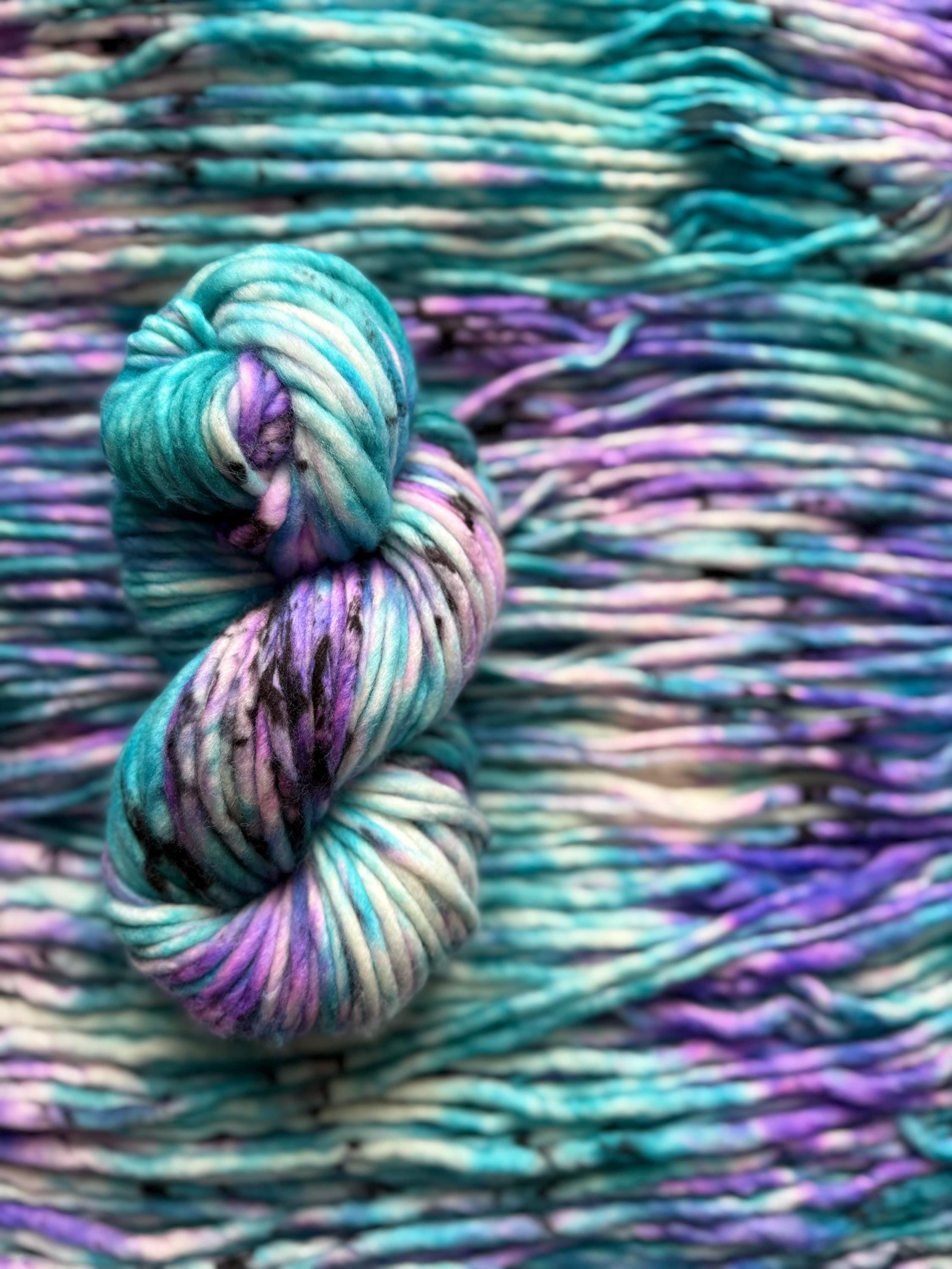 Black light Hand dyed super bulky merino wool