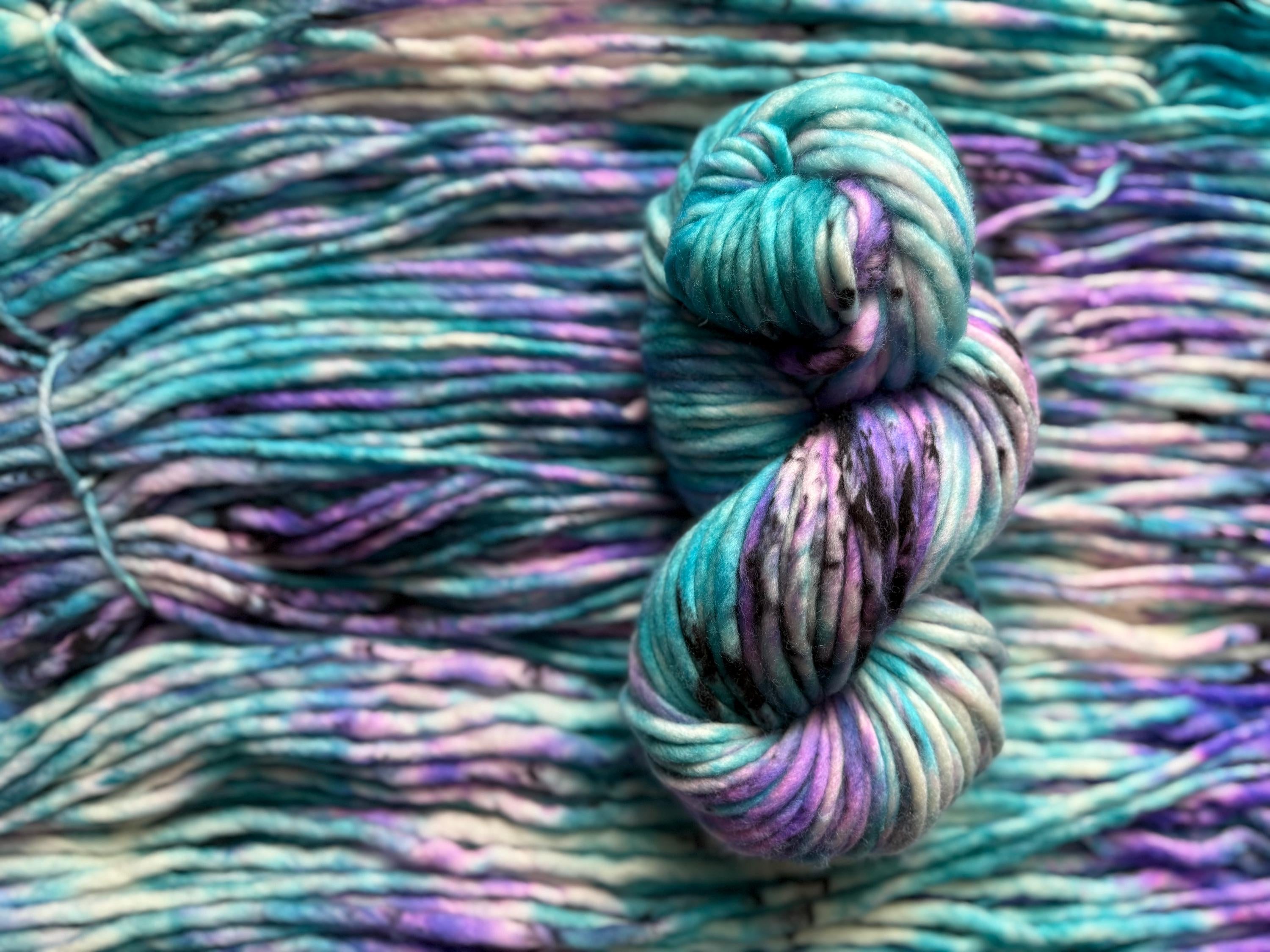 Black light Hand dyed super bulky merino wool