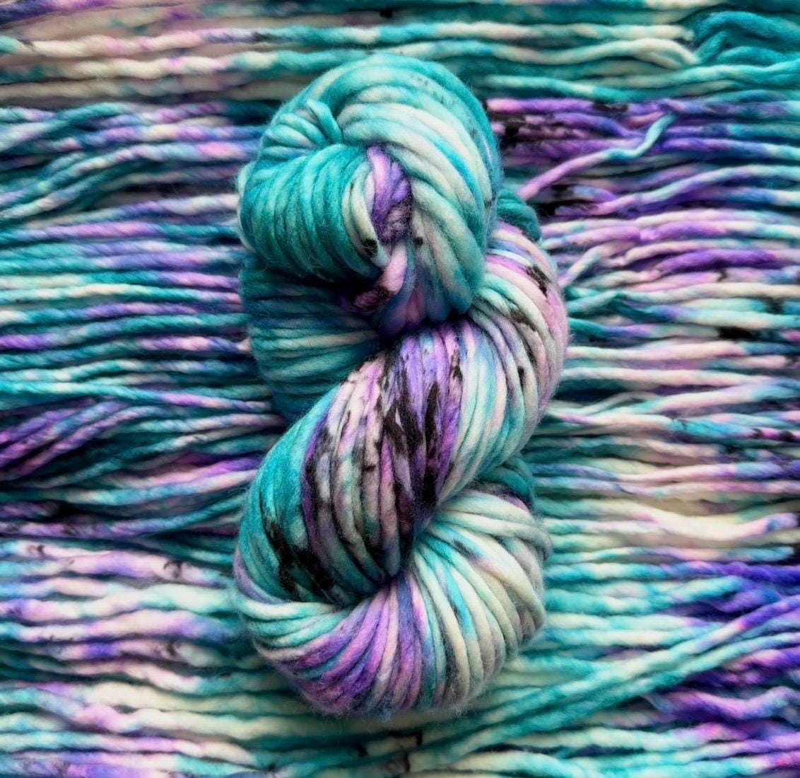 Black light Hand dyed super bulky merino wool