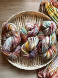 Clove Hand dyed super bulky merino wool, size 6 purple blue green, autumn fall natural, speckled, solid, multicolor, indie dye, superwash