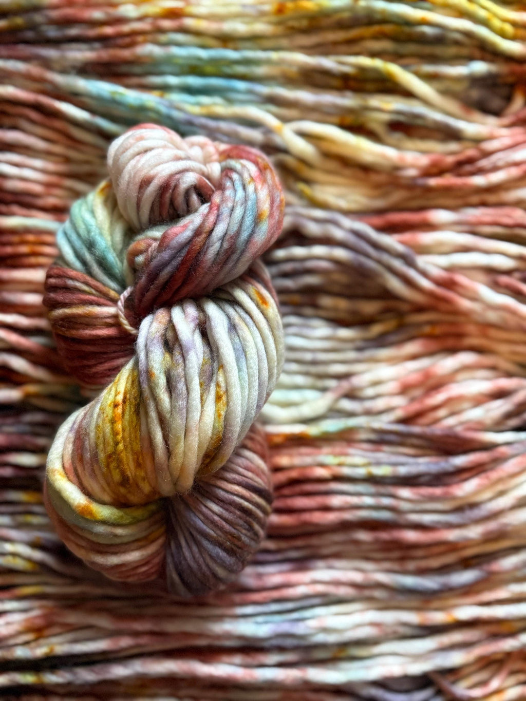 Clove Hand dyed super bulky merino wool, size 6 purple blue green, autumn fall natural, speckled, solid, multicolor, indie dye, superwash