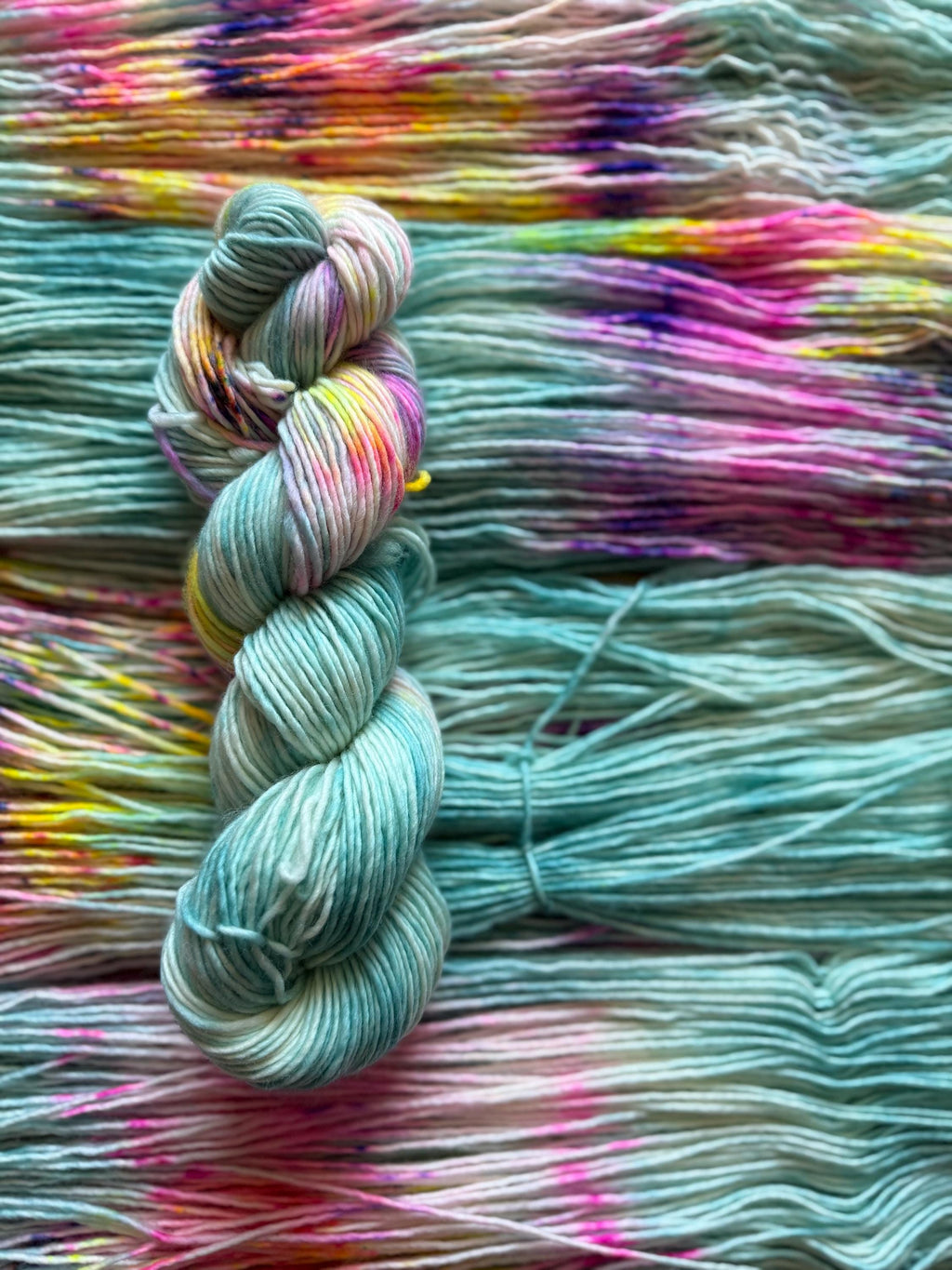 April showers hand dyed (worsted/aran) merino wool yarn