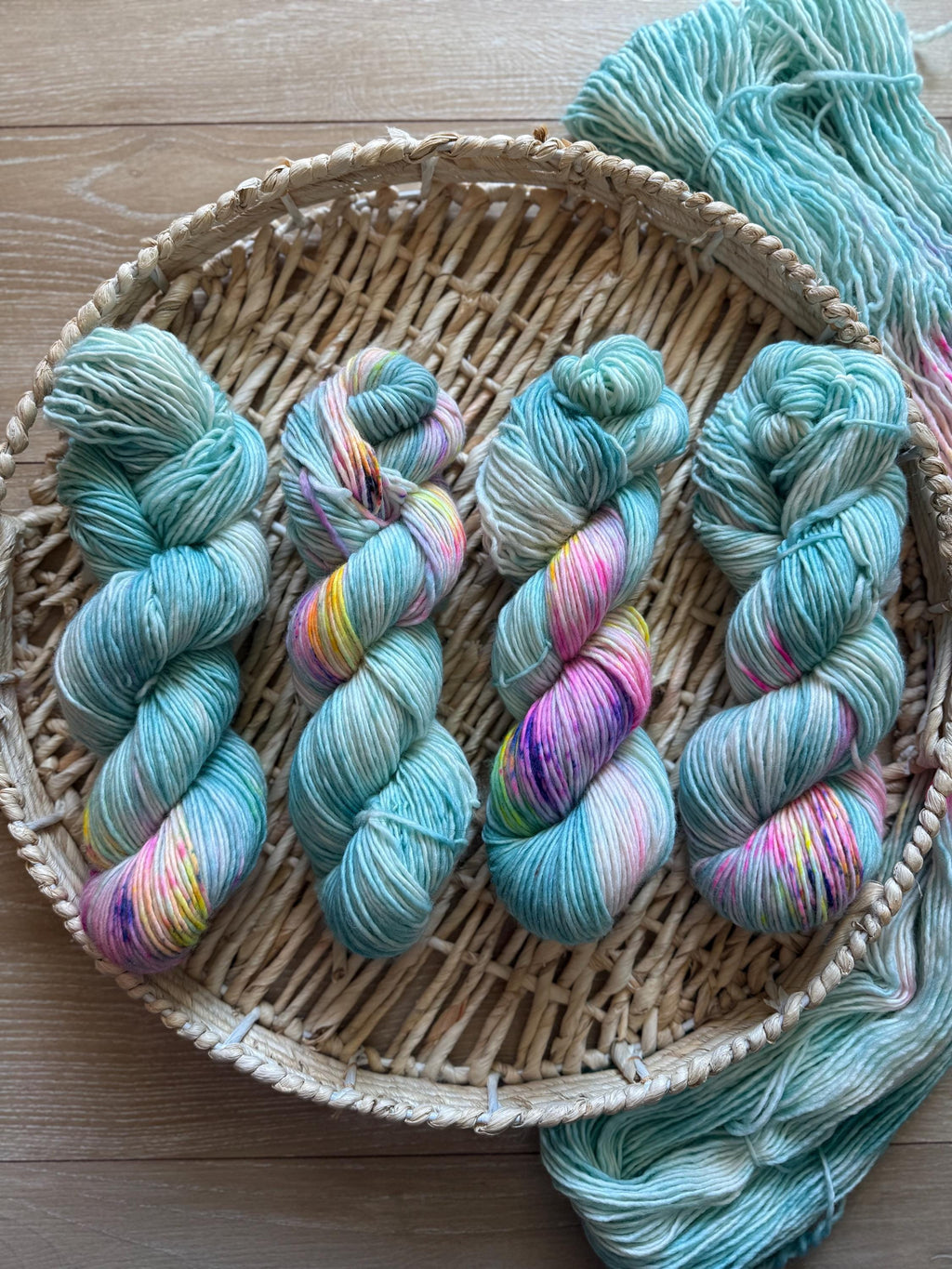 April showers hand dyed (worsted/aran) merino wool yarn
