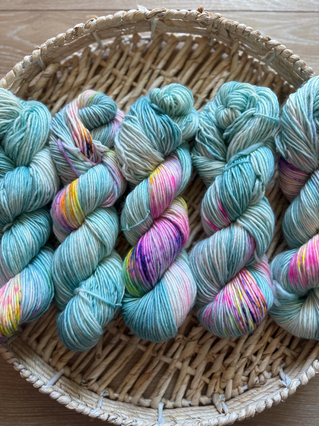 April showers hand dyed (worsted/aran) merino wool yarn