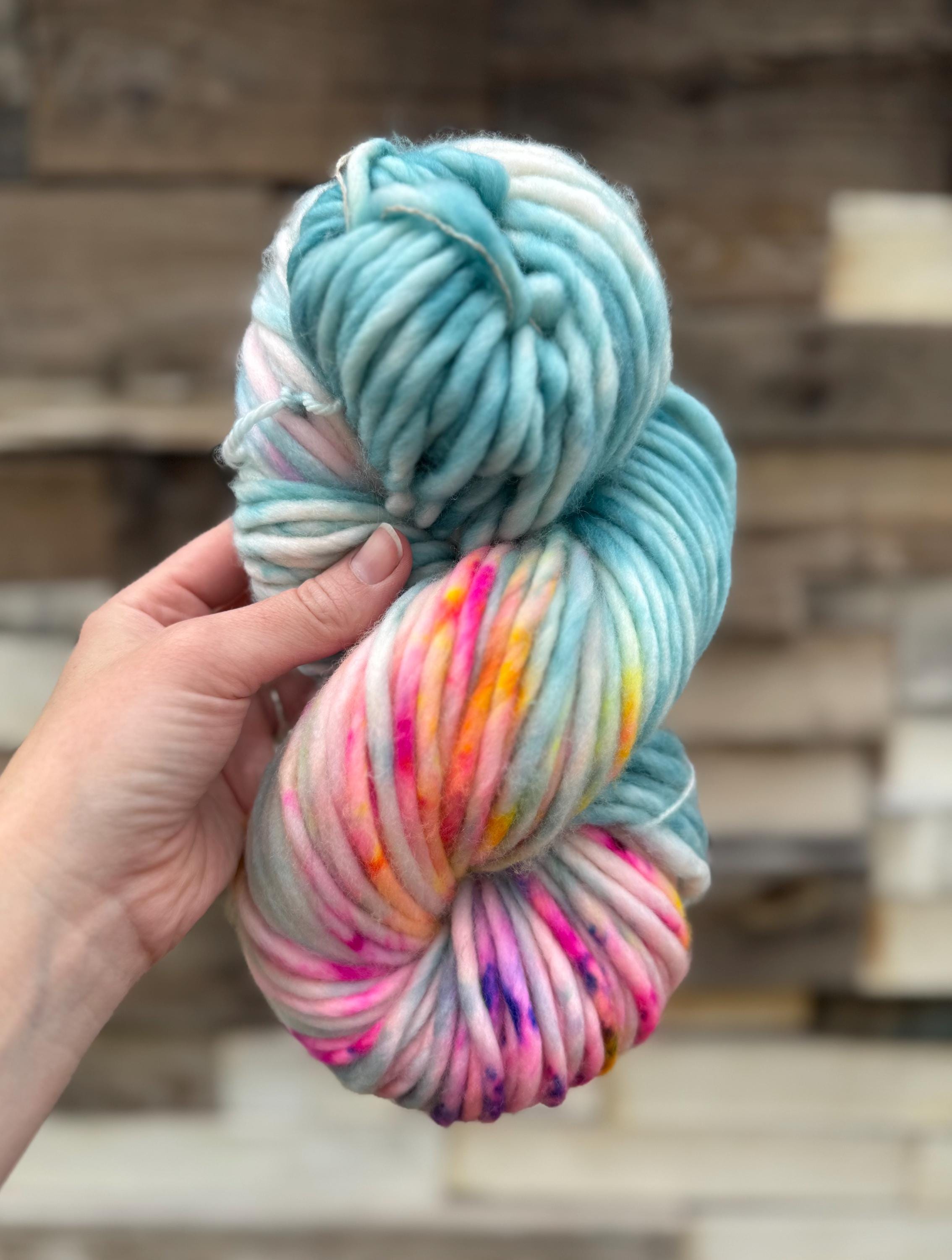April showers Hand dyed super bulky merino wool yarn