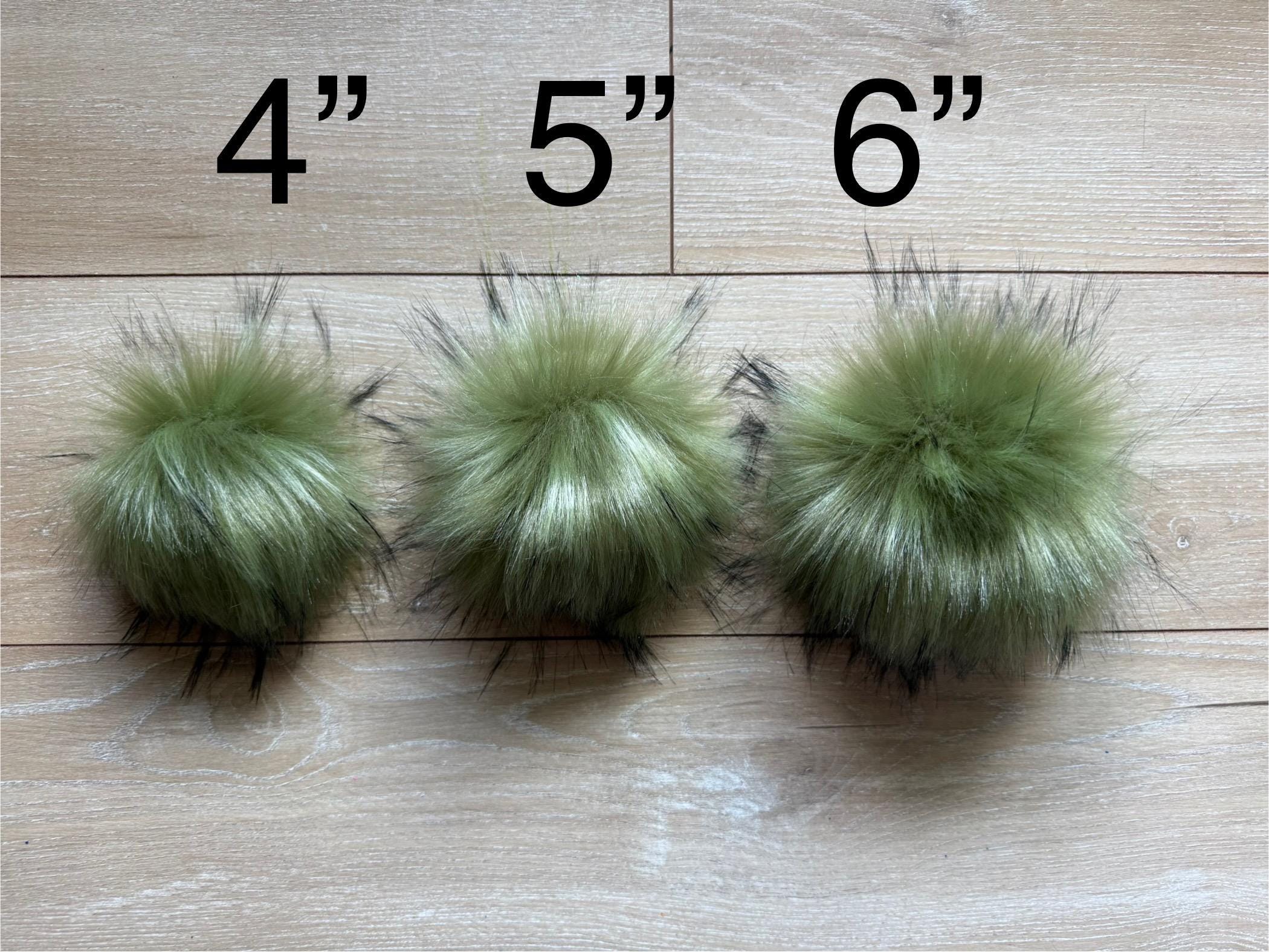 Olive luxe faux fur pom pom