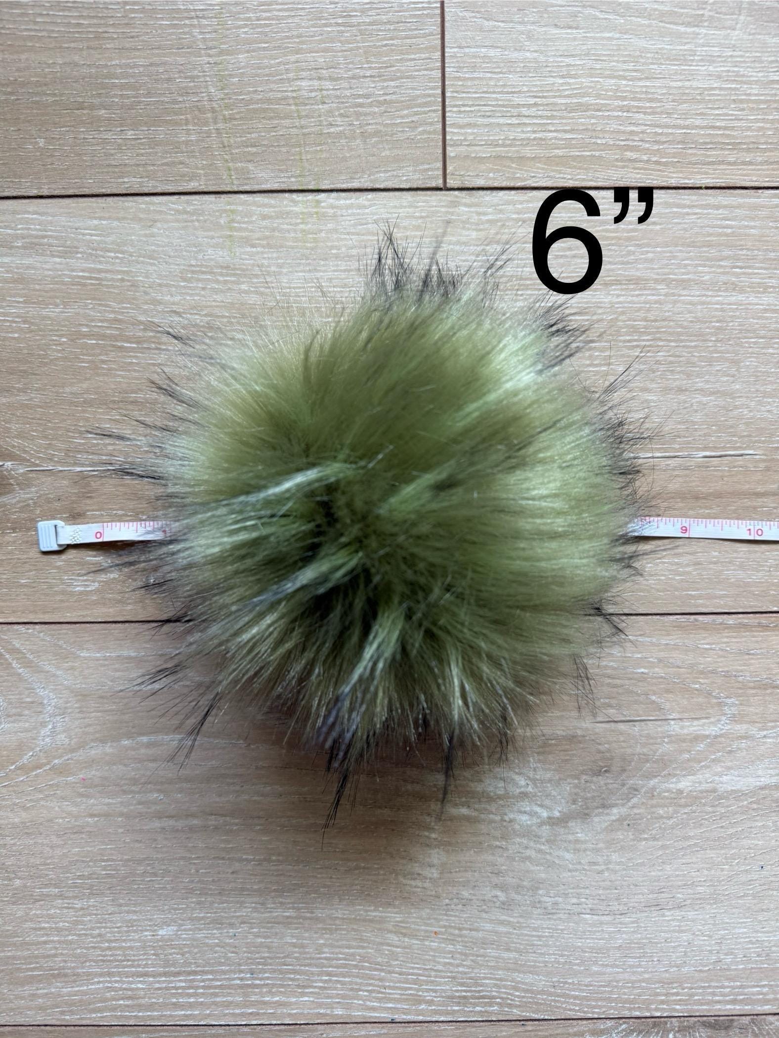 Olive luxe faux fur pom pom