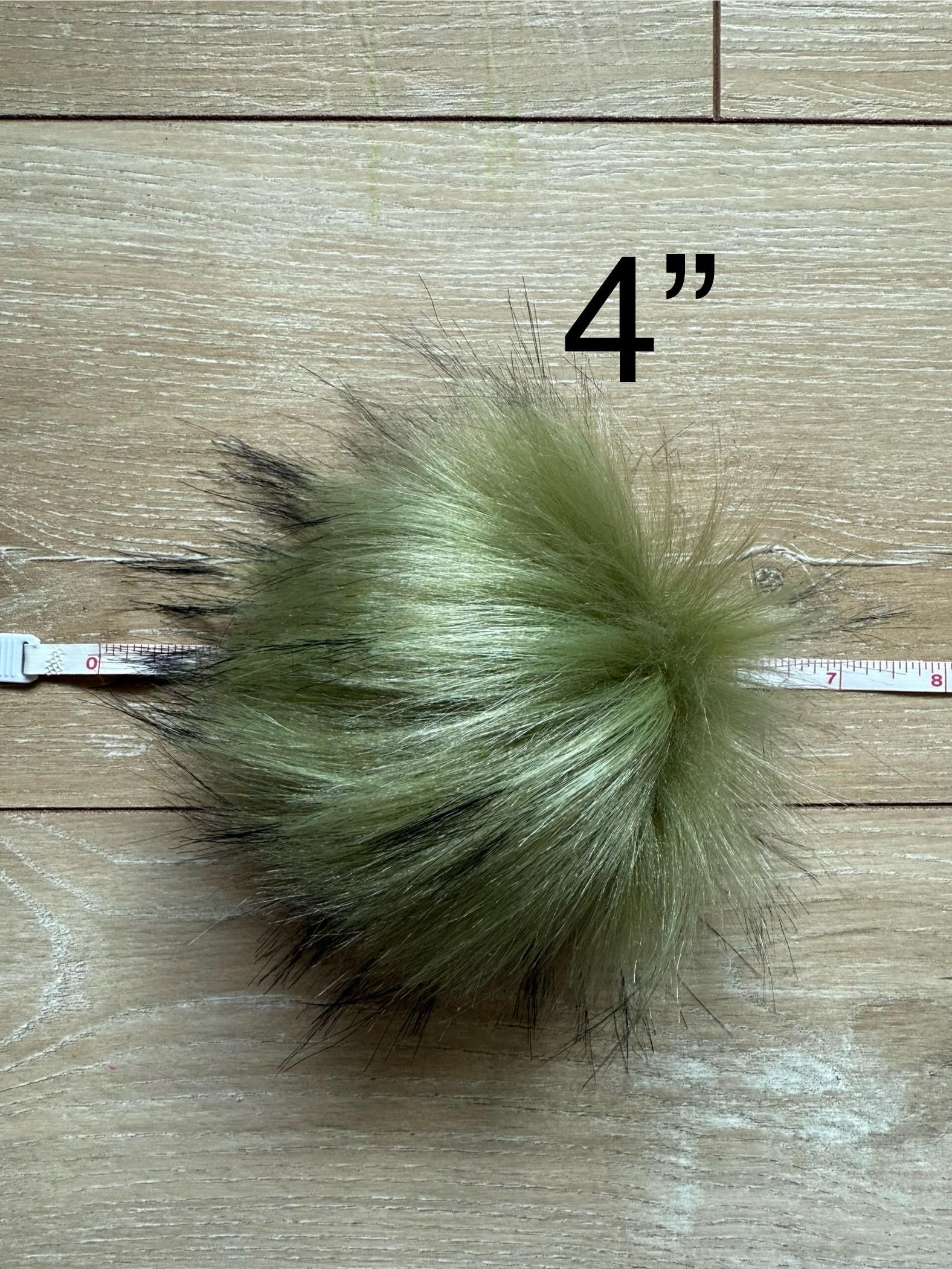 Olive luxe faux fur pom pom