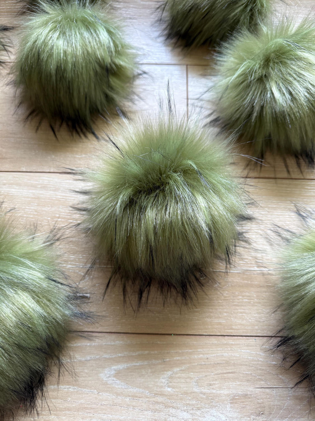 Olive luxe faux fur pom pom