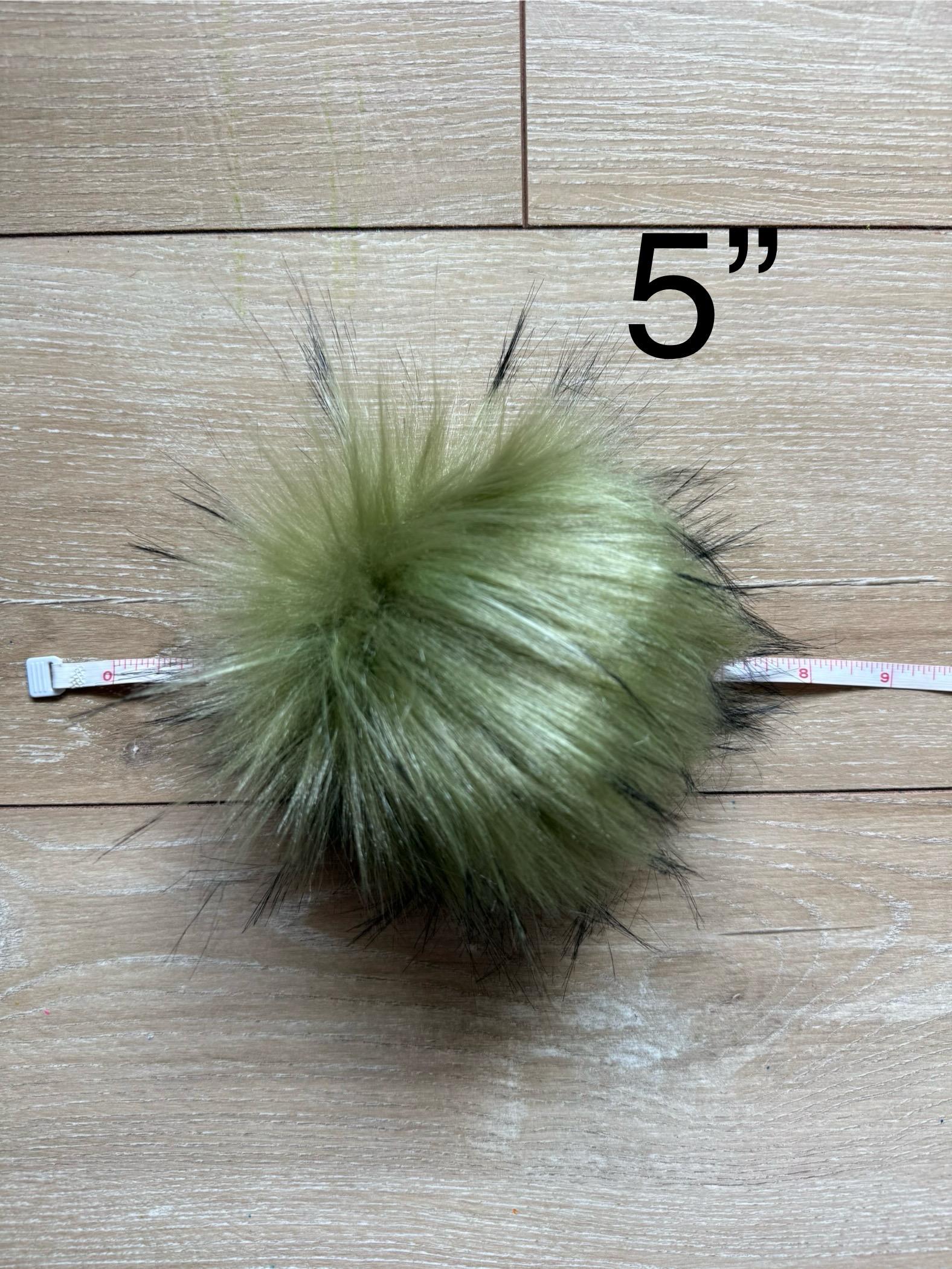 Olive luxe faux fur pom pom