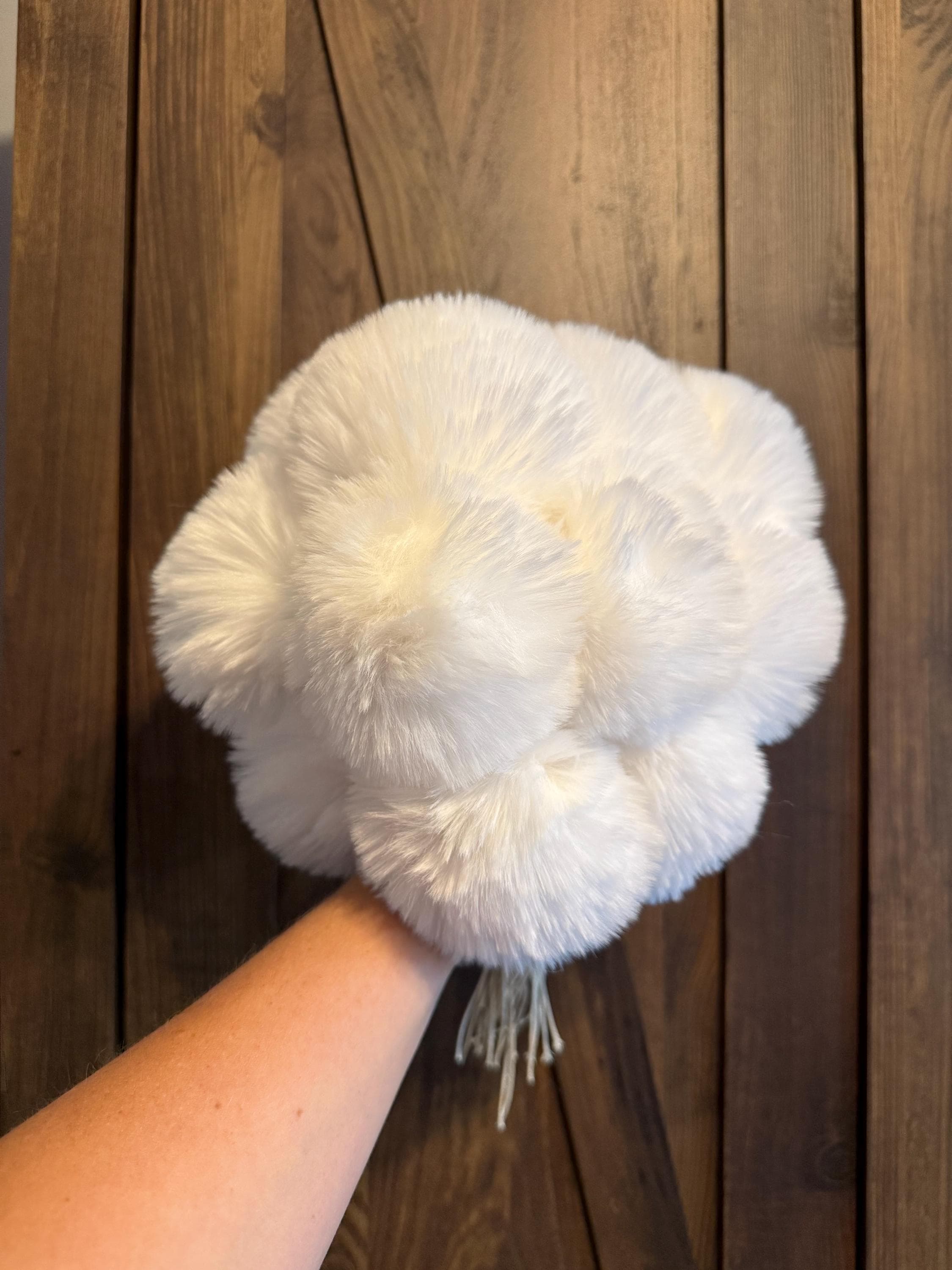 Santa hat white Faux fur Pom Pom