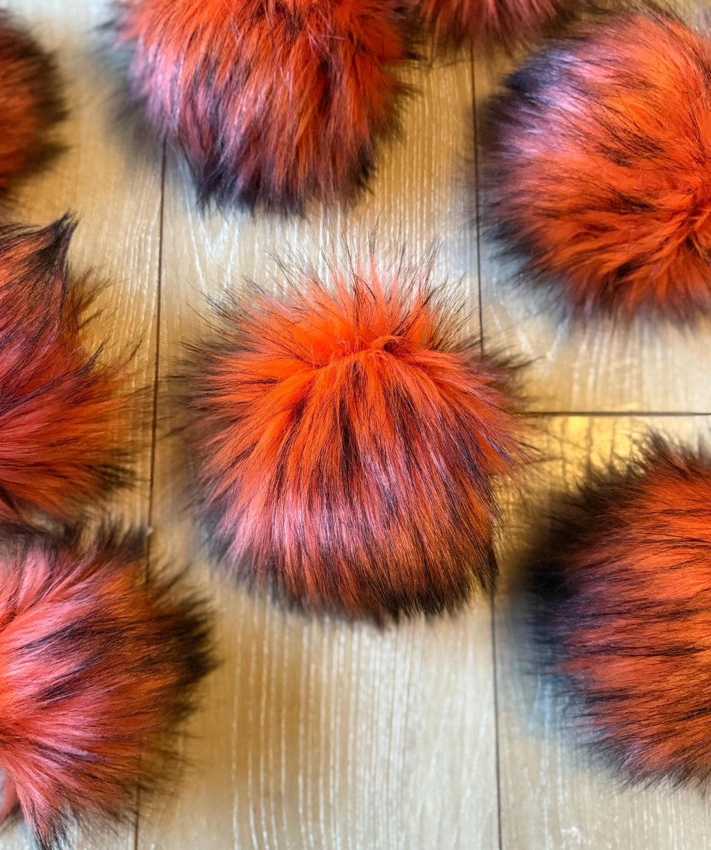 Orange husky Faux fur Pom Pom