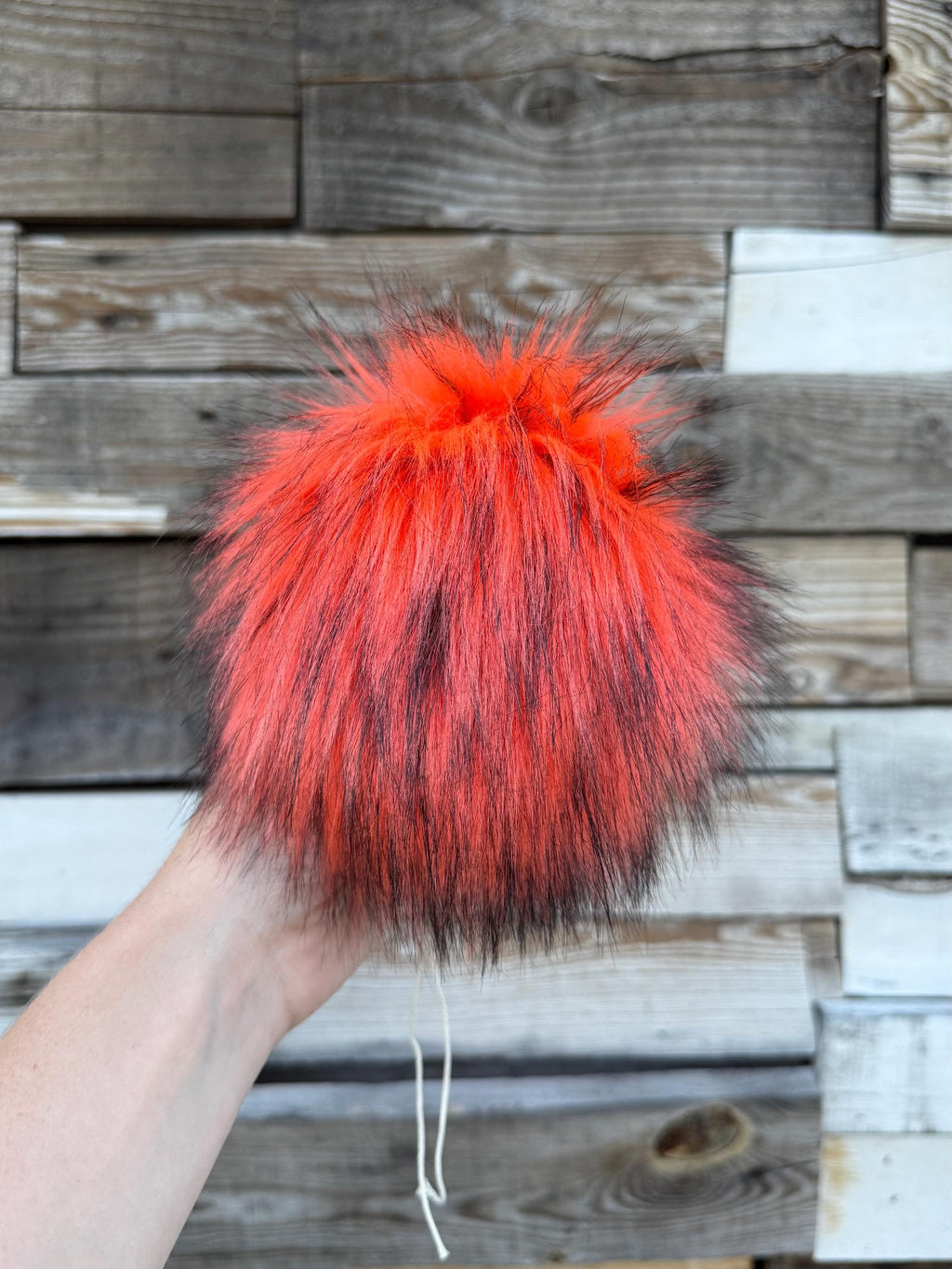 Orange husky Faux fur Pom Pom