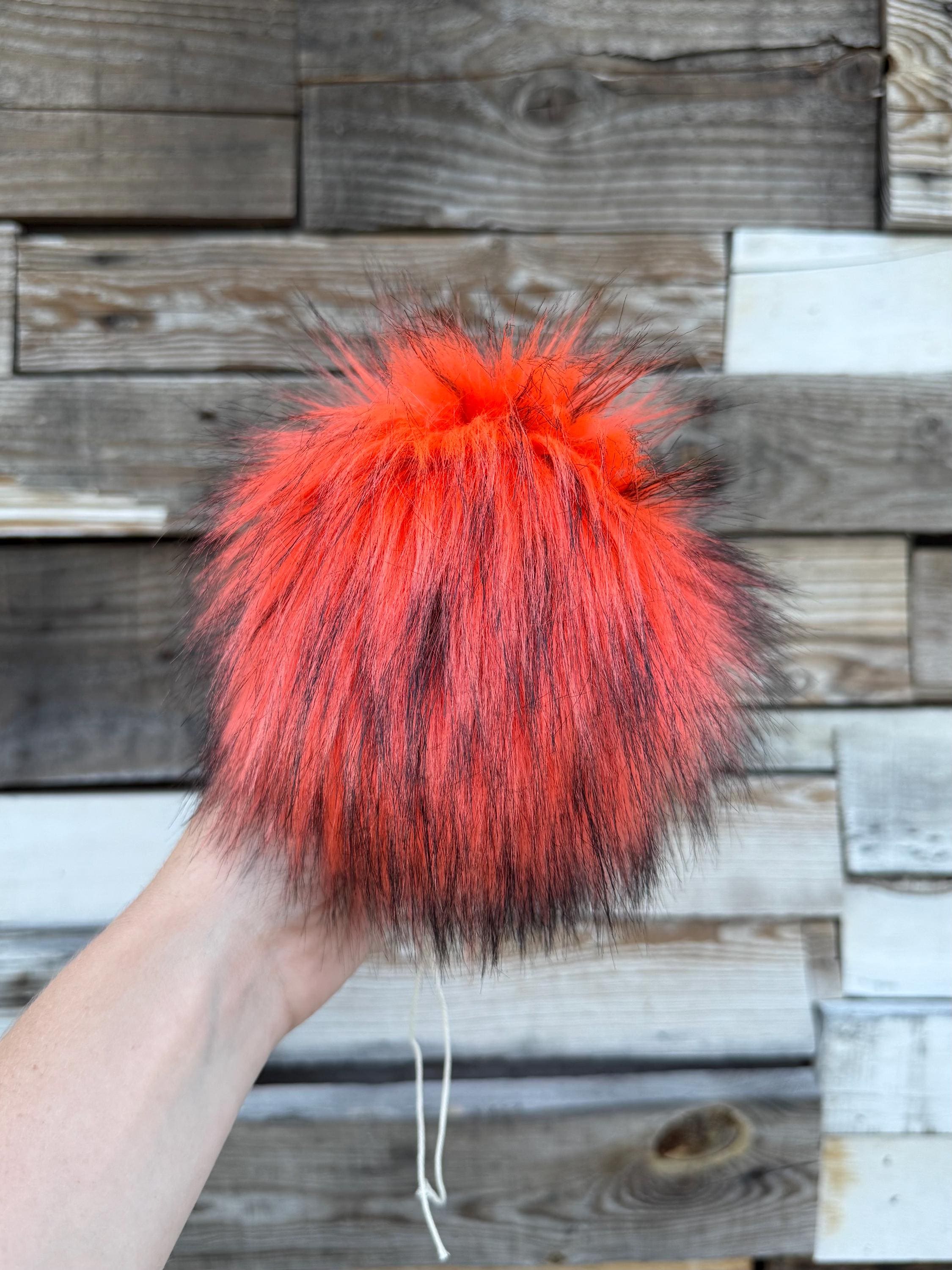 Orange husky Faux fur Pom Pom