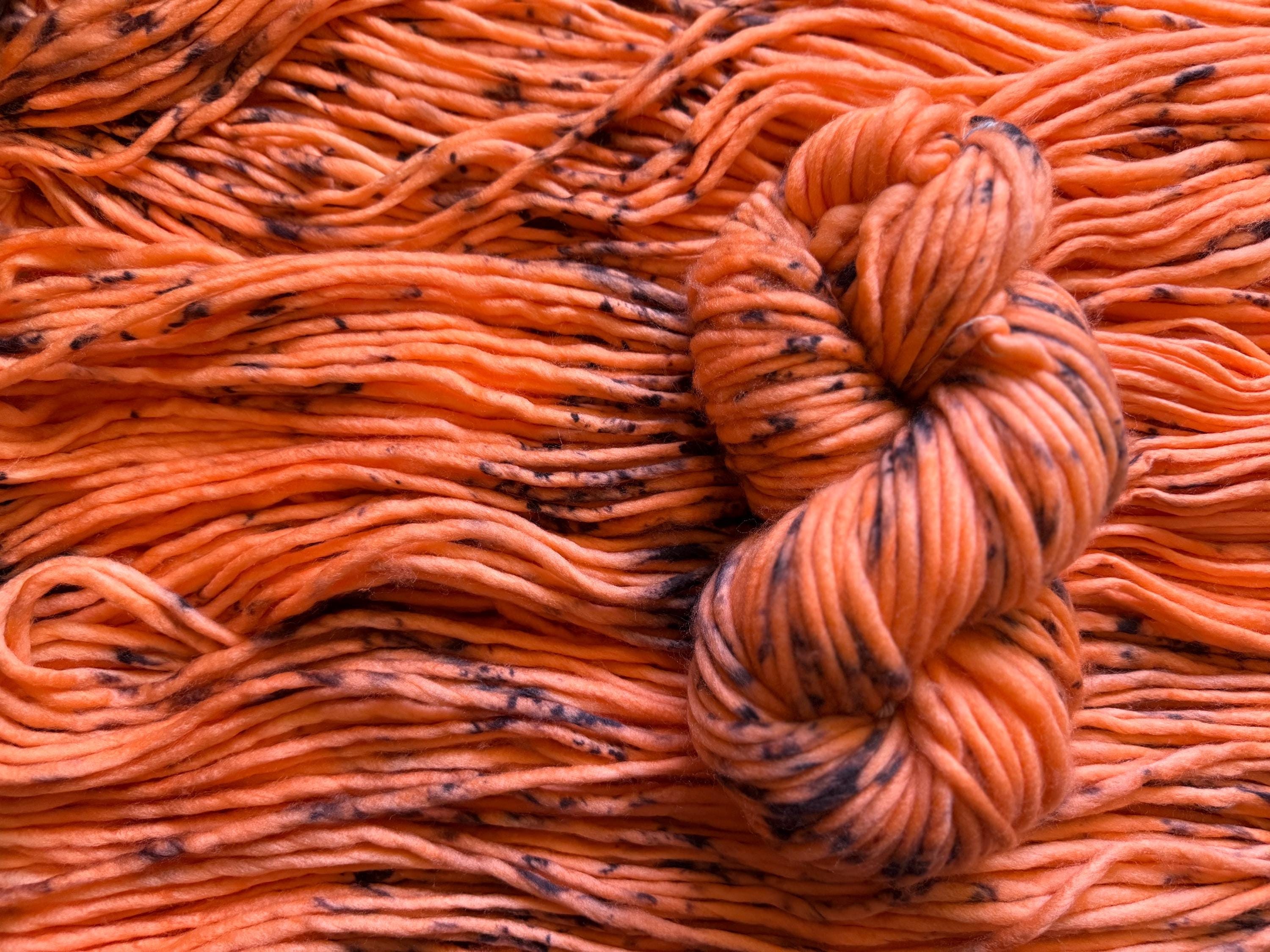 Jack-o’-lantern Hand dyed super bulky merino wool yarn