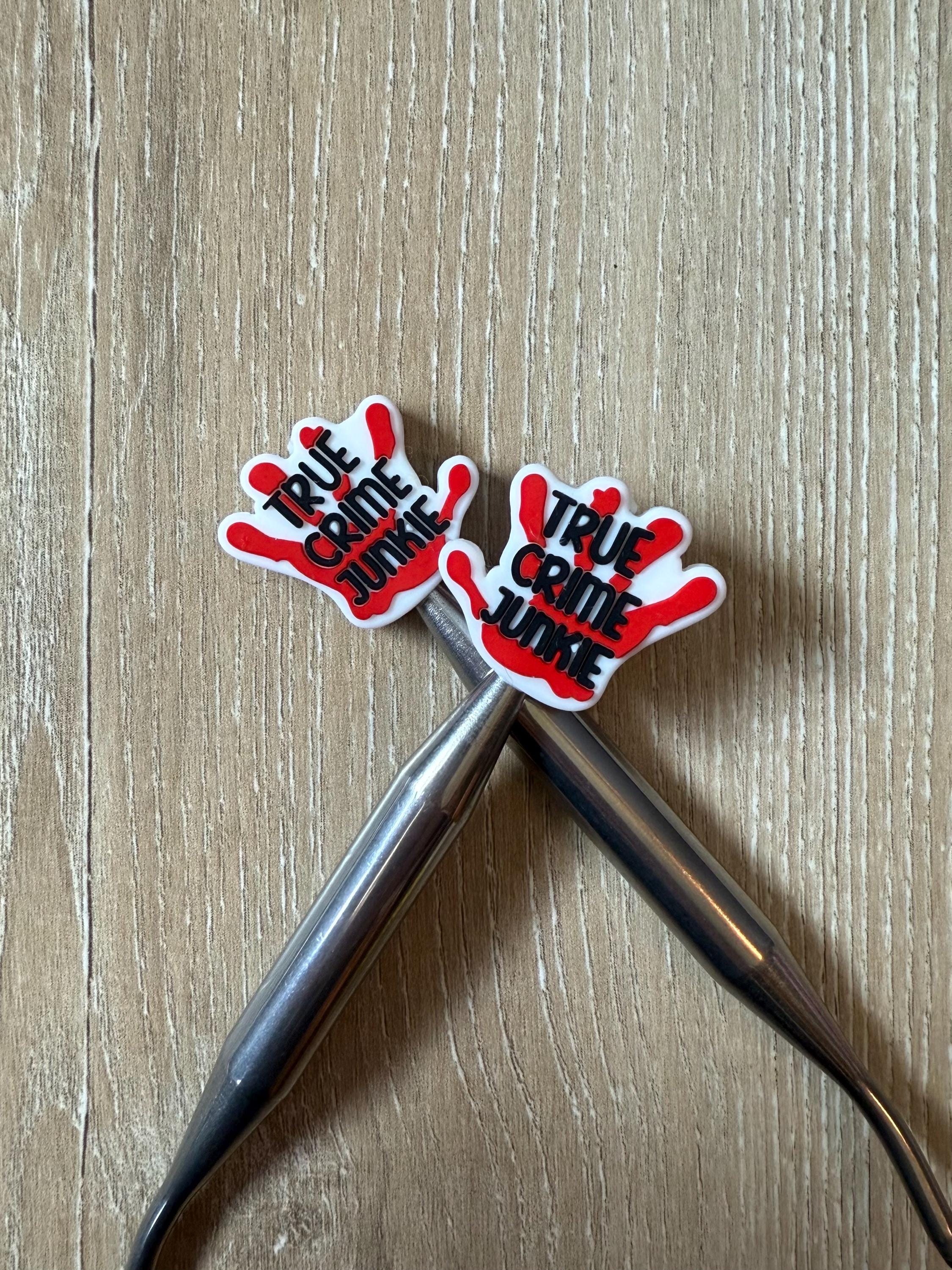 True crime needle stoppers for knitting needles