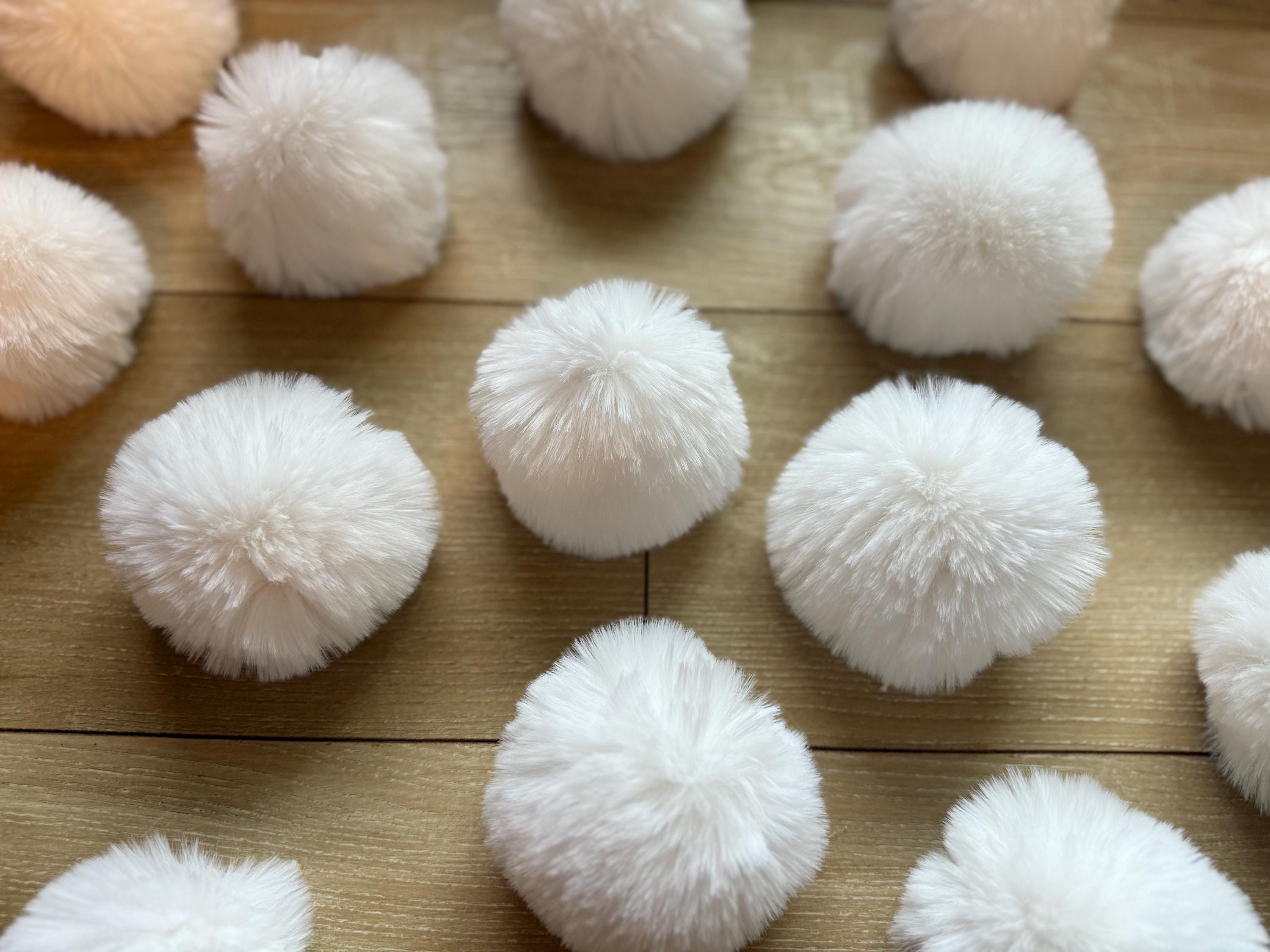 Santa hat white Faux fur Pom Pom