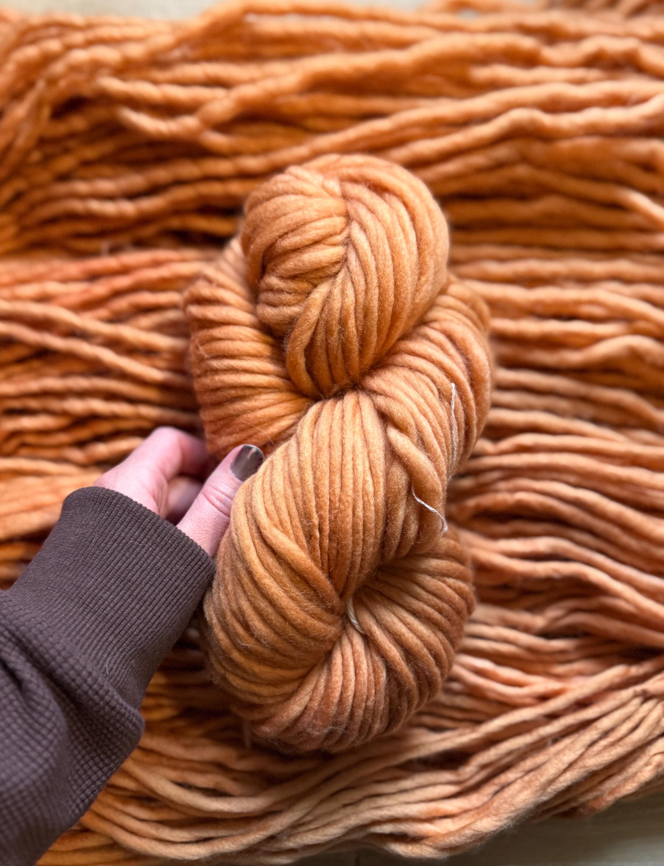 Golden brown Hand dyed super bulky merino wool