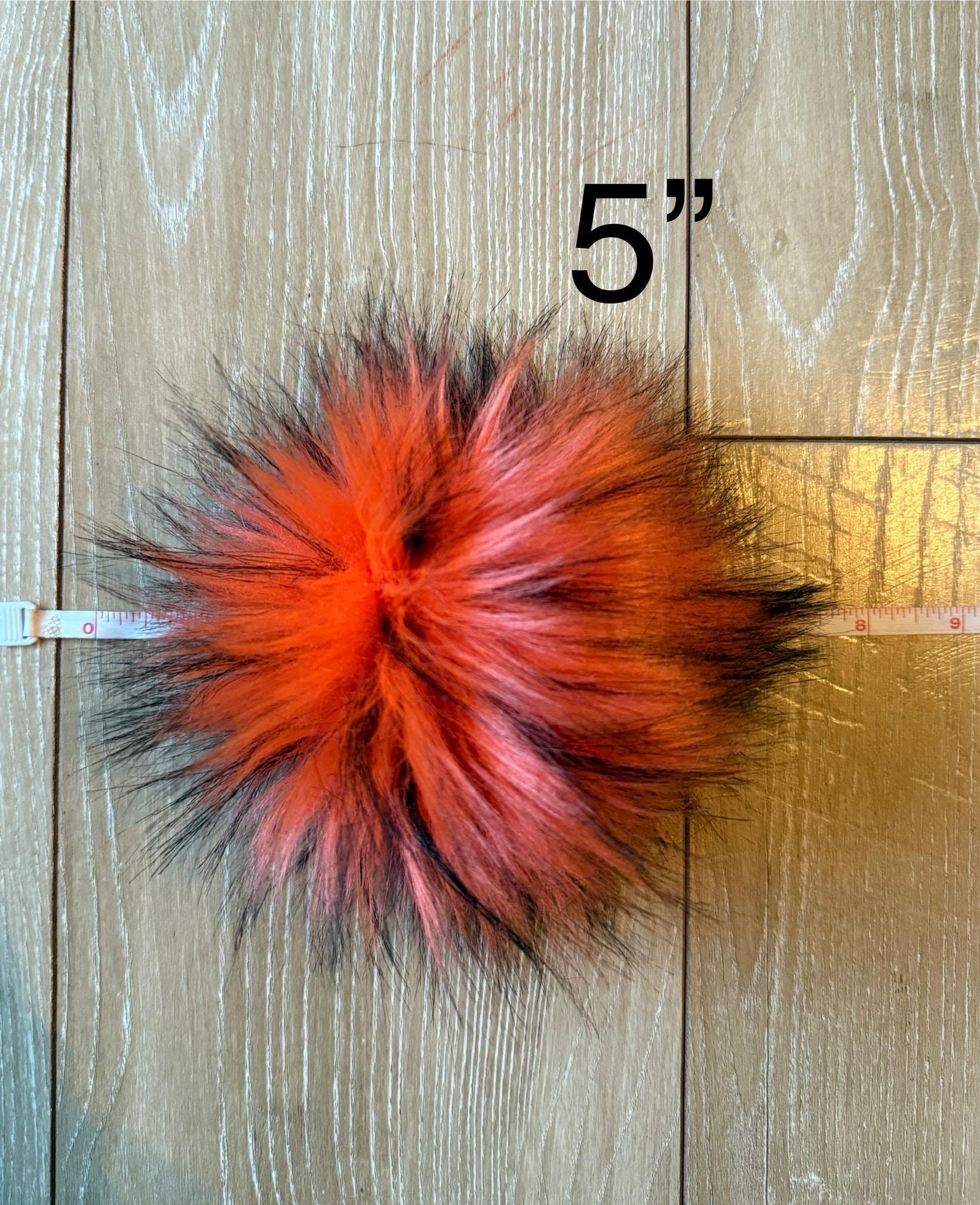 Orange husky Faux fur Pom Pom