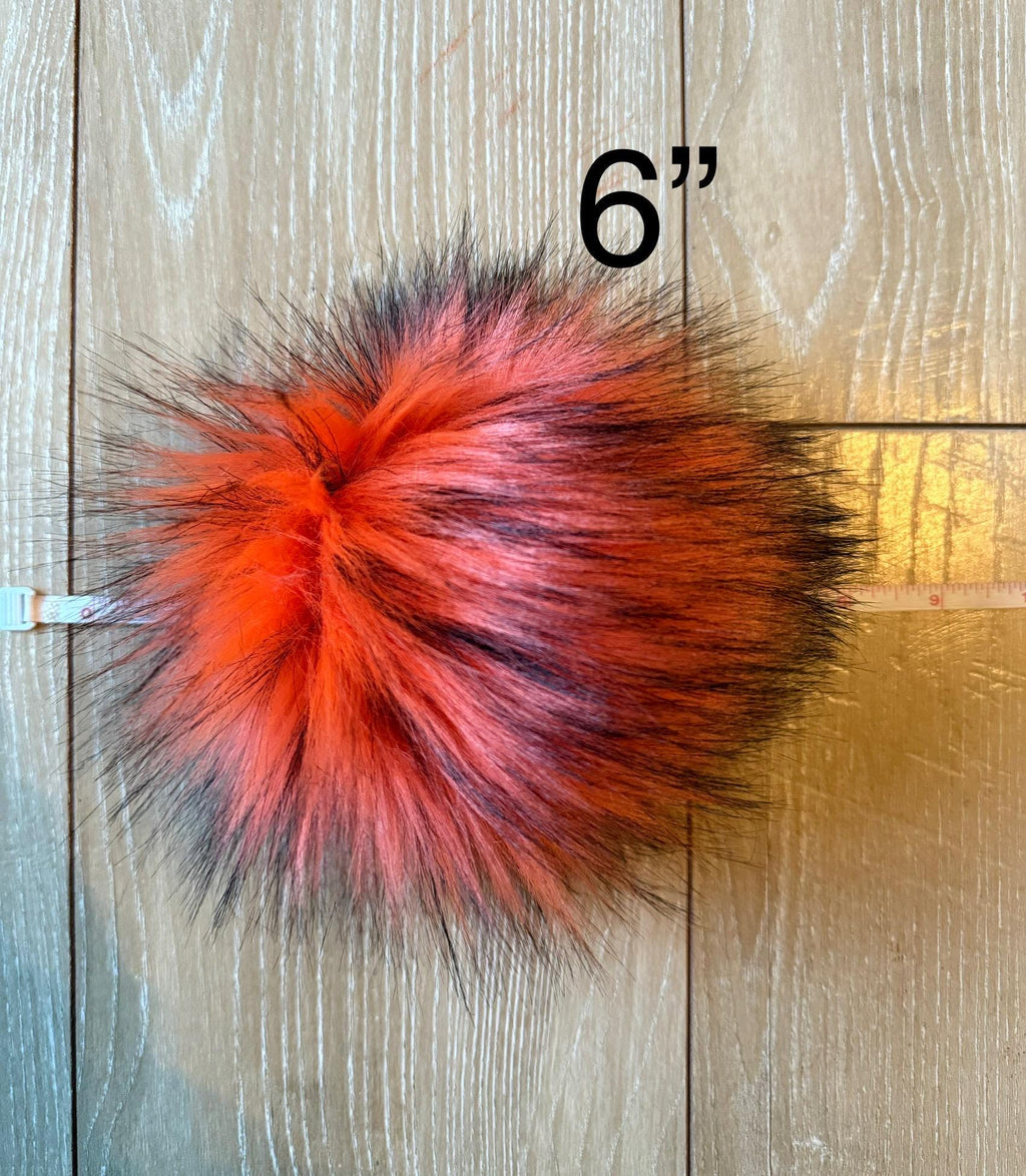 Orange husky Faux fur Pom Pom