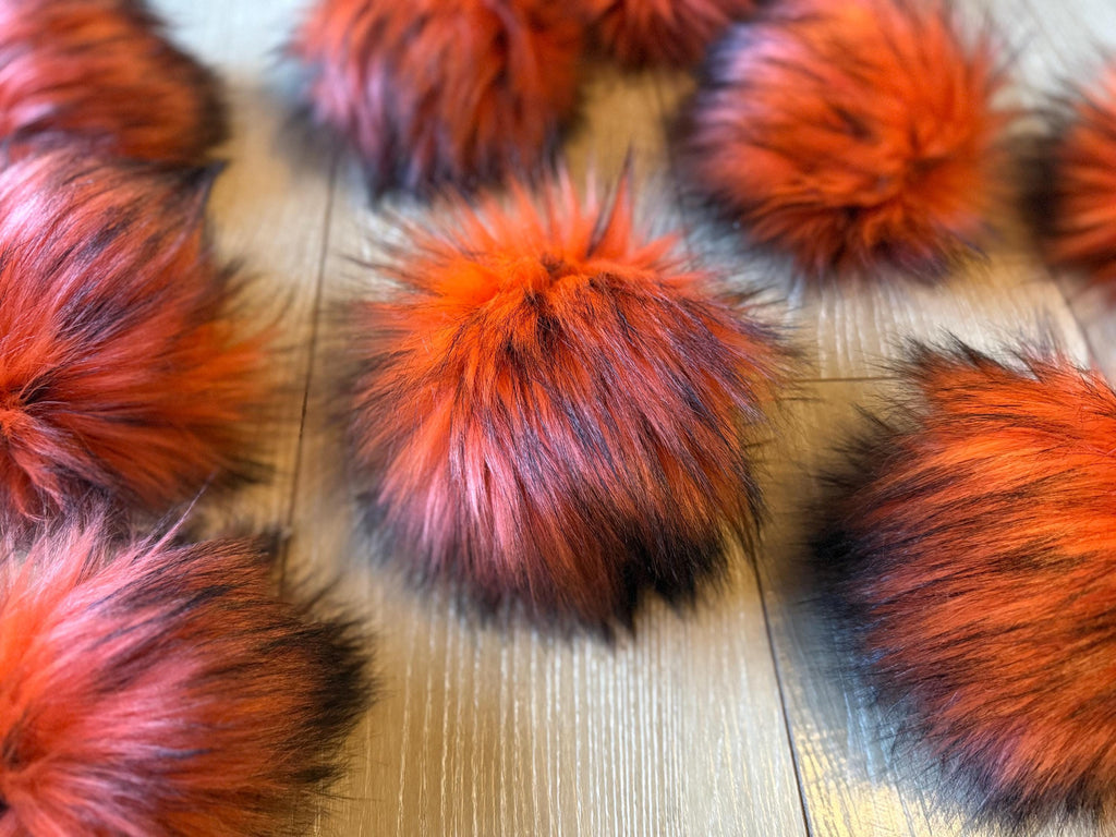 Orange husky Faux fur Pom Pom