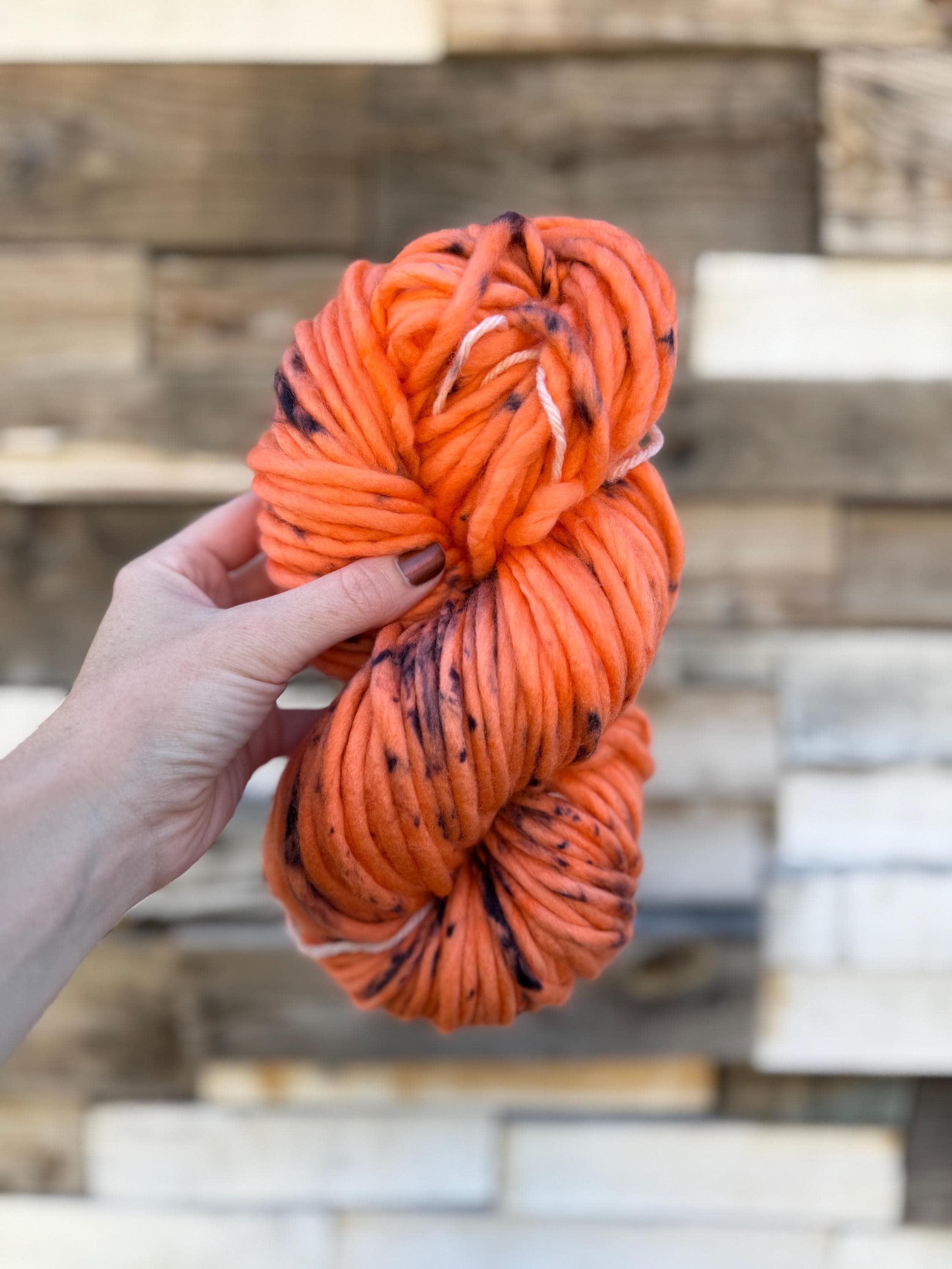 Jack-o’-lantern Hand dyed super bulky merino wool yarn