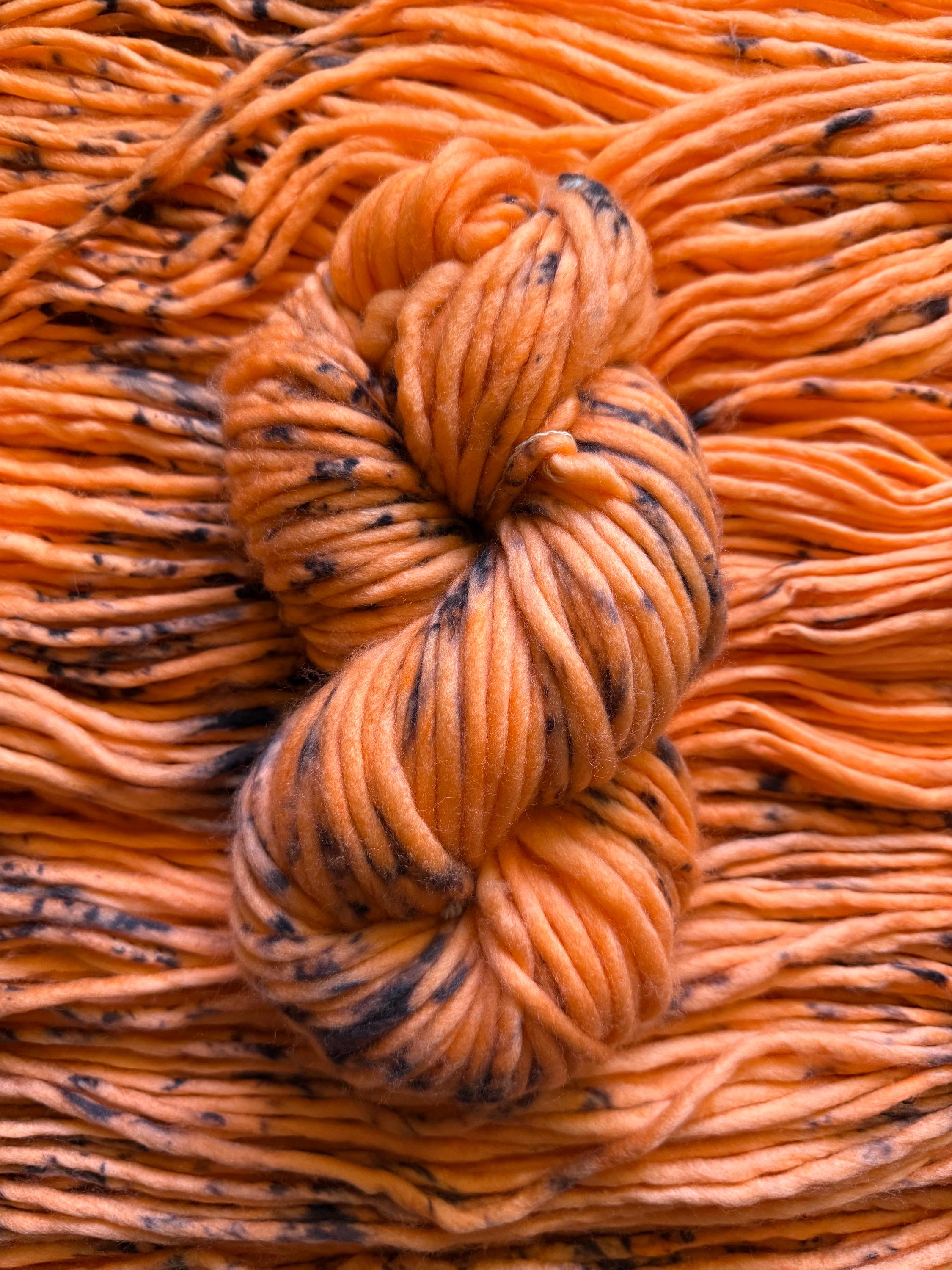 Jack-o’-lantern Hand dyed super bulky merino wool yarn