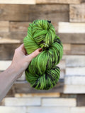 Supernatural Hand dyed super bulky merino wool, size 6 Halloween, green speckled, multicolor, indie dye, superwash colorway