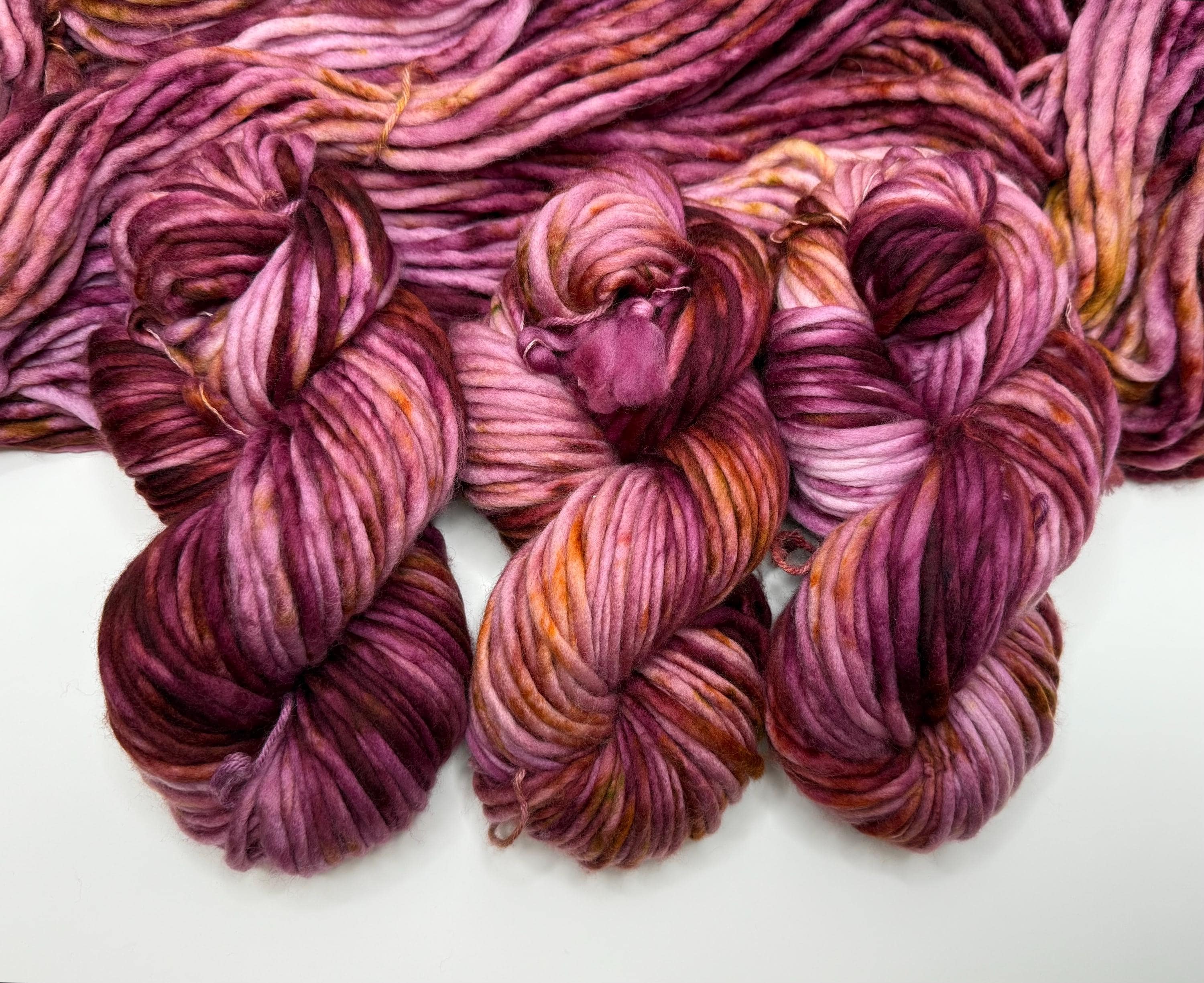 Amuck (oopsie 1) Hand dyed super bulky merino wool yarn