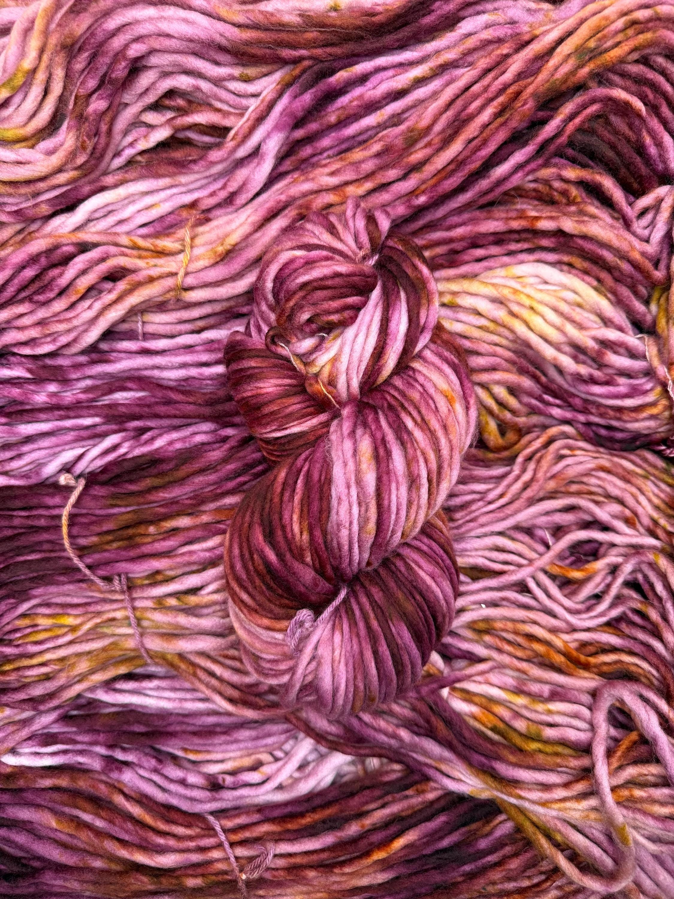 Amuck (oopsie 1) Hand dyed super bulky merino wool yarn
