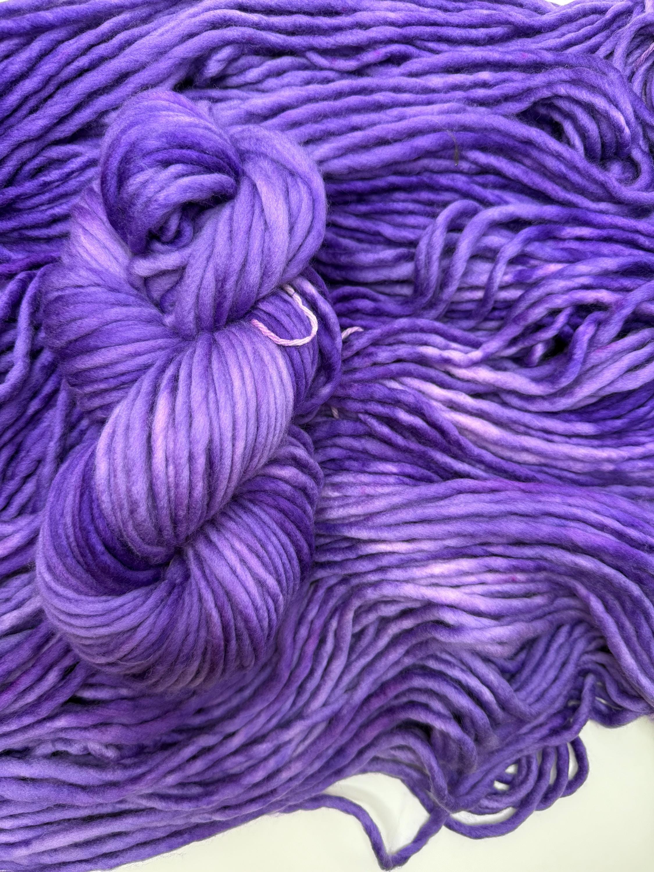 Perfectly purple semi solid Hand dyed super bulky merino wool yarn
