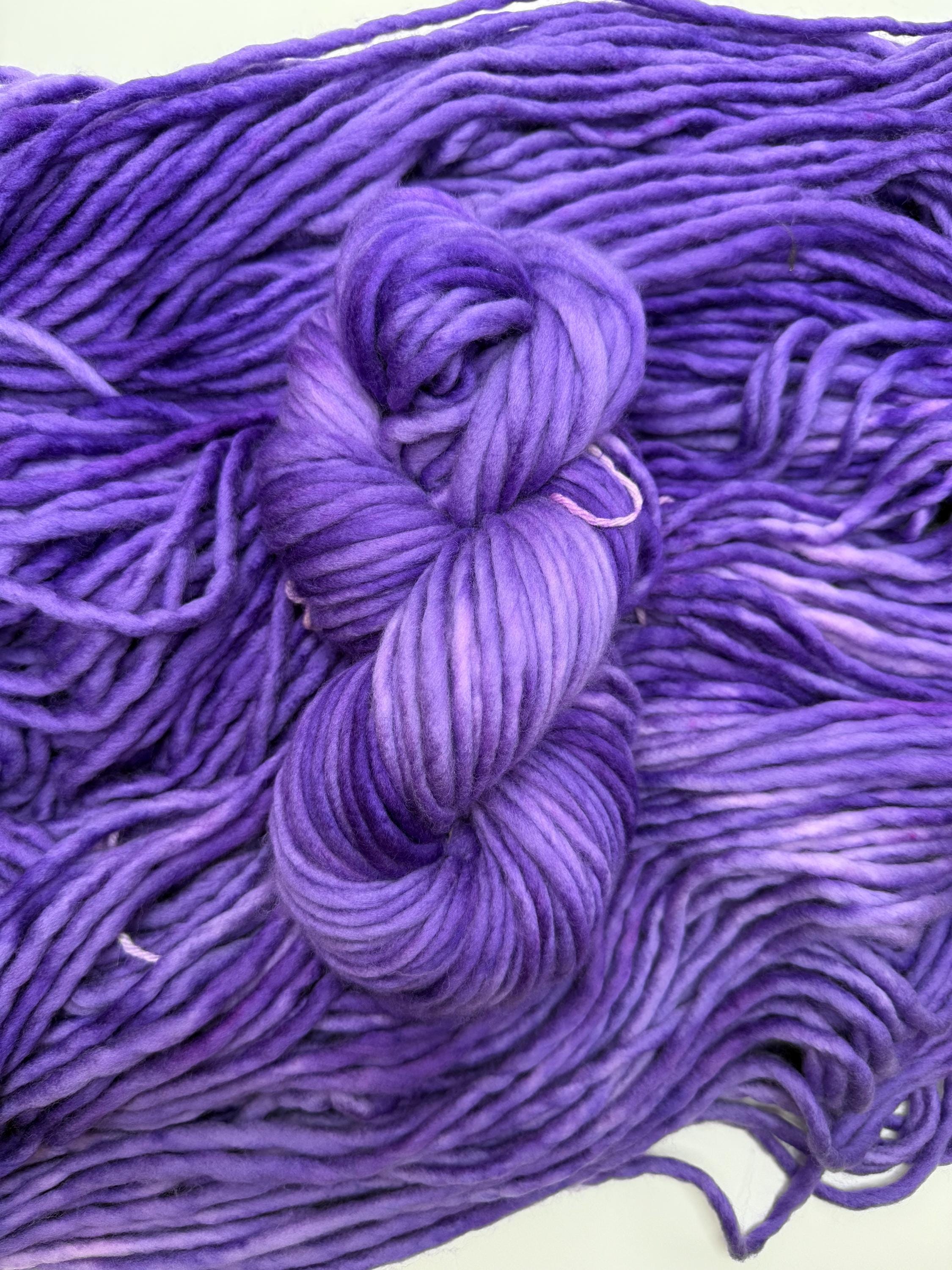 Perfectly purple semi solid Hand dyed super bulky merino wool yarn